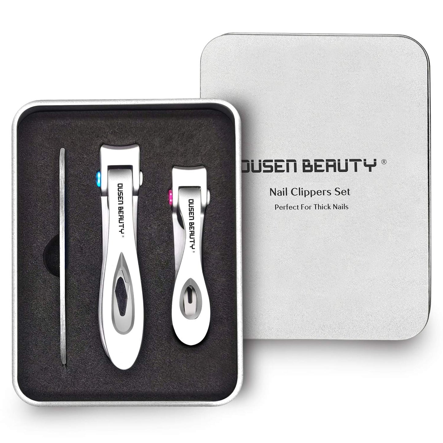 Nail Clippers for Thick Nails, Extra Wide Jaw Opening Nail Cutter for Hard Toenail, Stainless Steel Fingernail Big Toenail Trimmer with Nail File 3 Pcs Set for Large Toenail Seniors & Men & Women