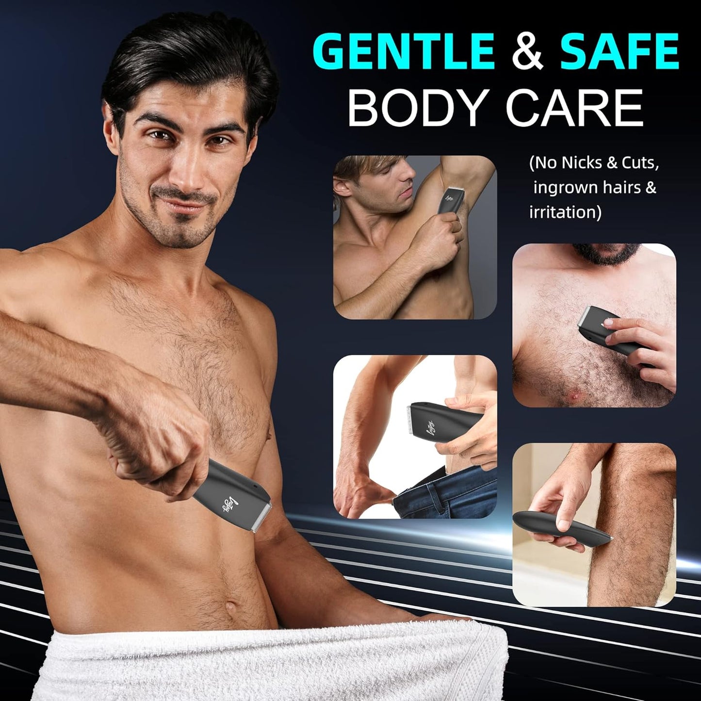 INVJOY Ball Trimmer, IPX7 Waterproof Manscape Trimmer for Men, Pubic Hair Trimmer, Rechargeable Body Shaver Groomer W/ Charging Dock, Electric Groin Hair Hygiene Razor, Gifts for Him