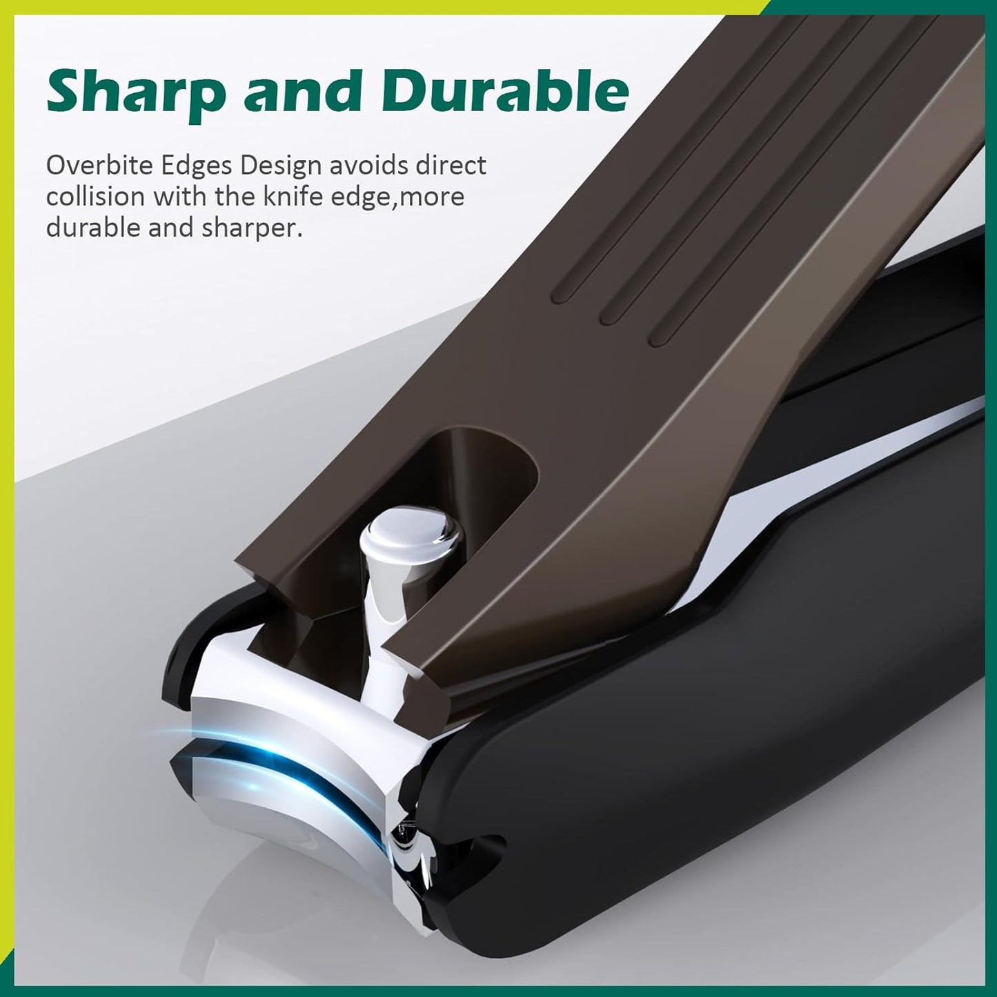 GLAMFIELDS Nail Clipper with Catcher, Large Fingernail Toenail Clipper,Slanted Edge Nail Clippers Leather Case Packed Good Gift for Men and Women 2PACK