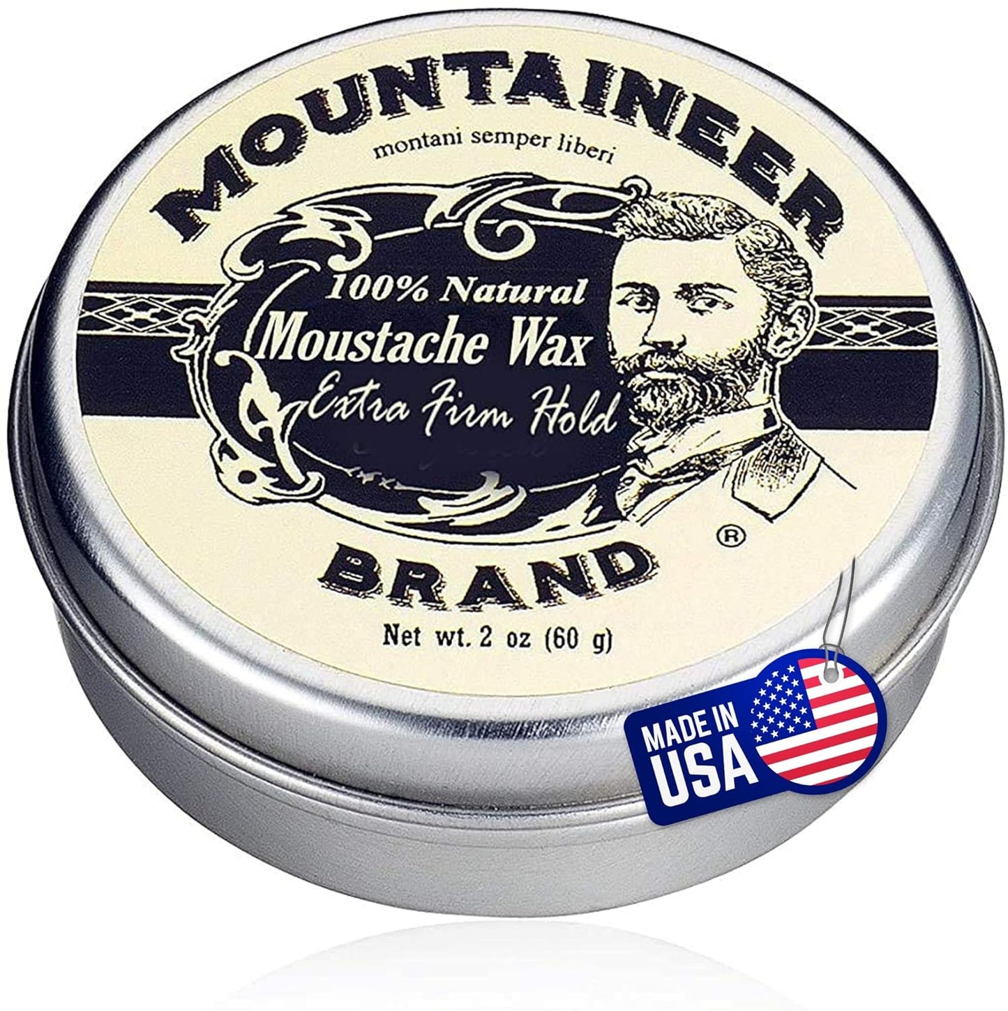 Mountaineer Brand Mustache Wax | Strong Hold | All Natural Ingredients with Beeswax | Grooming Beard Moustache Wax for Men | Made in USA | Citrus & Spice Scent 2Oz