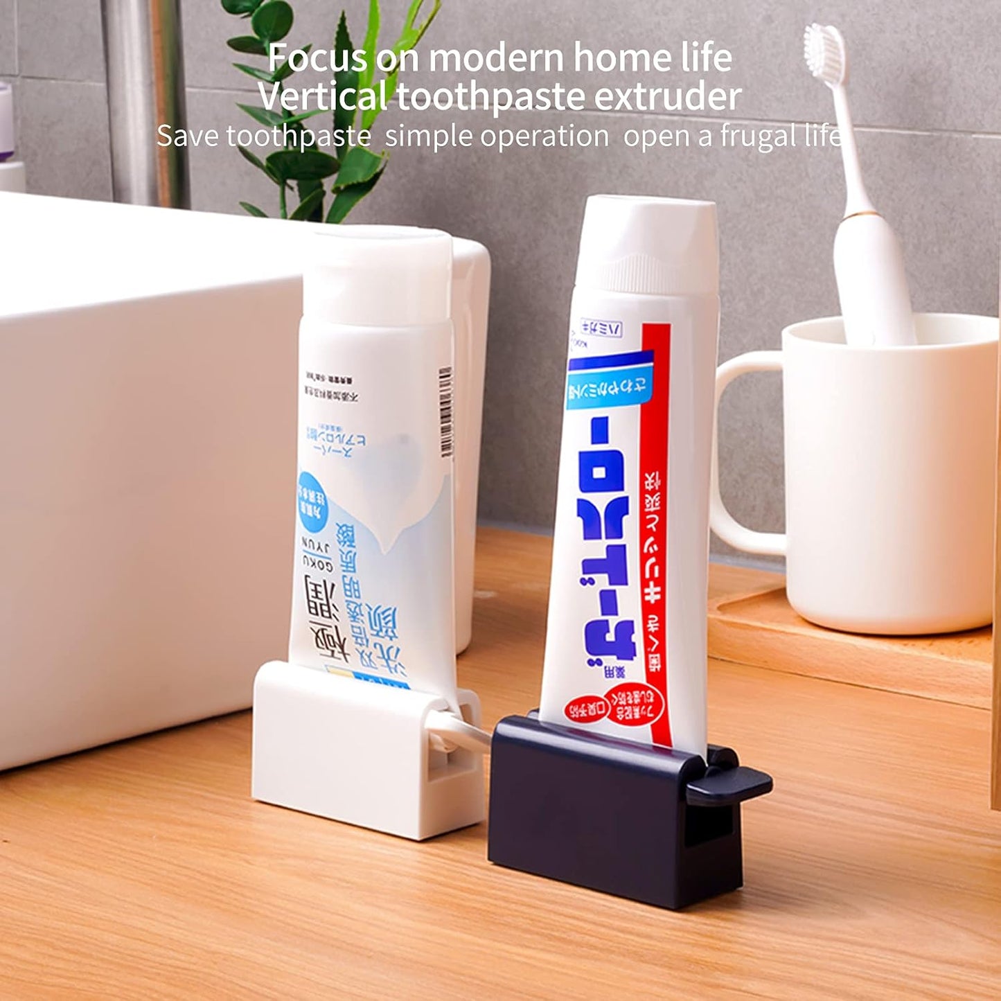 Minimalist Toothpaste Tube Roller Squeezers Set of 2 ABS Plastic & Silicone Pad Toothpaste Squeezer Rollers,Eco-Friendly Toothpaste Holder Dispenser - White…