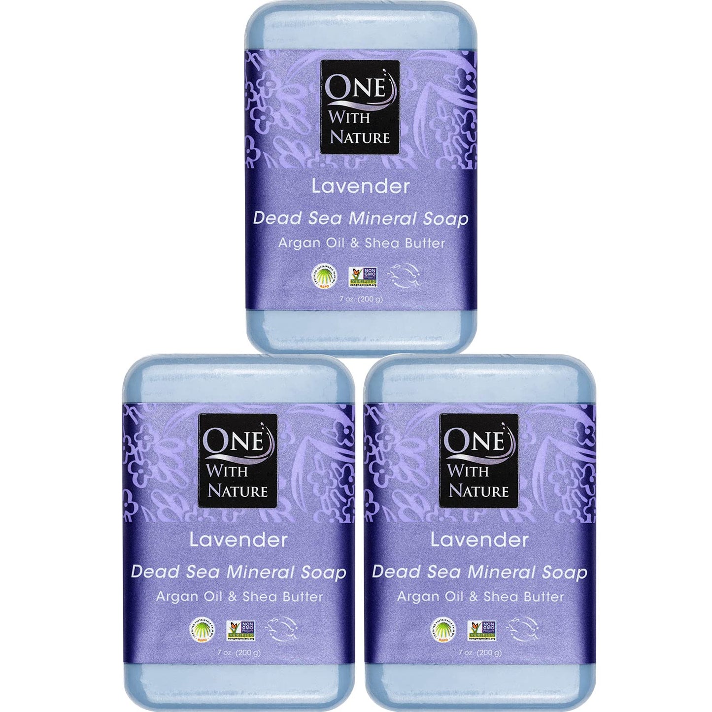 One with Nature 4 Oz Variety 3Pk-Mud, Activated Charcoal, and Dead Sea Mineral Soap with Argan Oil & Shea Butter - Dead Sea Salt Contains Magnesium, Sulfur & 21 Essential Minerals - Acne, Eczema