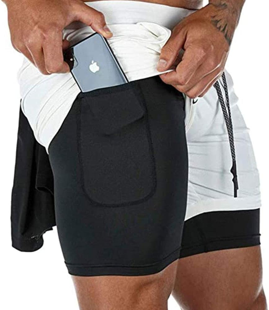 Surenow Mens Running Shorts,Workout Running Shorts for Men,2-In-1 Stealth Shorts,7-Inch Gym Yoga Outdoor Sports Shorts