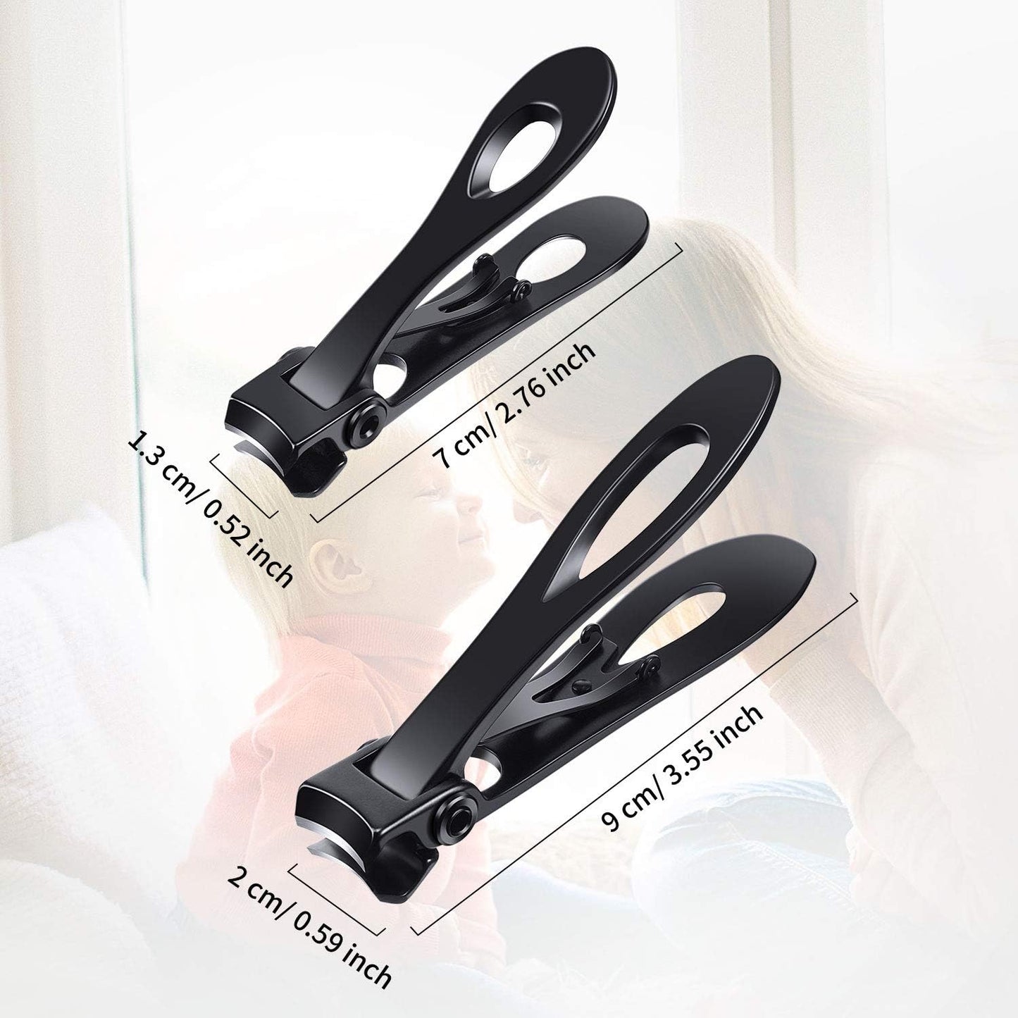 Mudder 2 Pieces Oversized Thick Nail Clippers Wide Nail Cutter for Thick Toenails and Fingernails, 15Mm Nail Clippers Stainless Steel Toenail Fingernail Clipper Trimmer for Men Adults Black