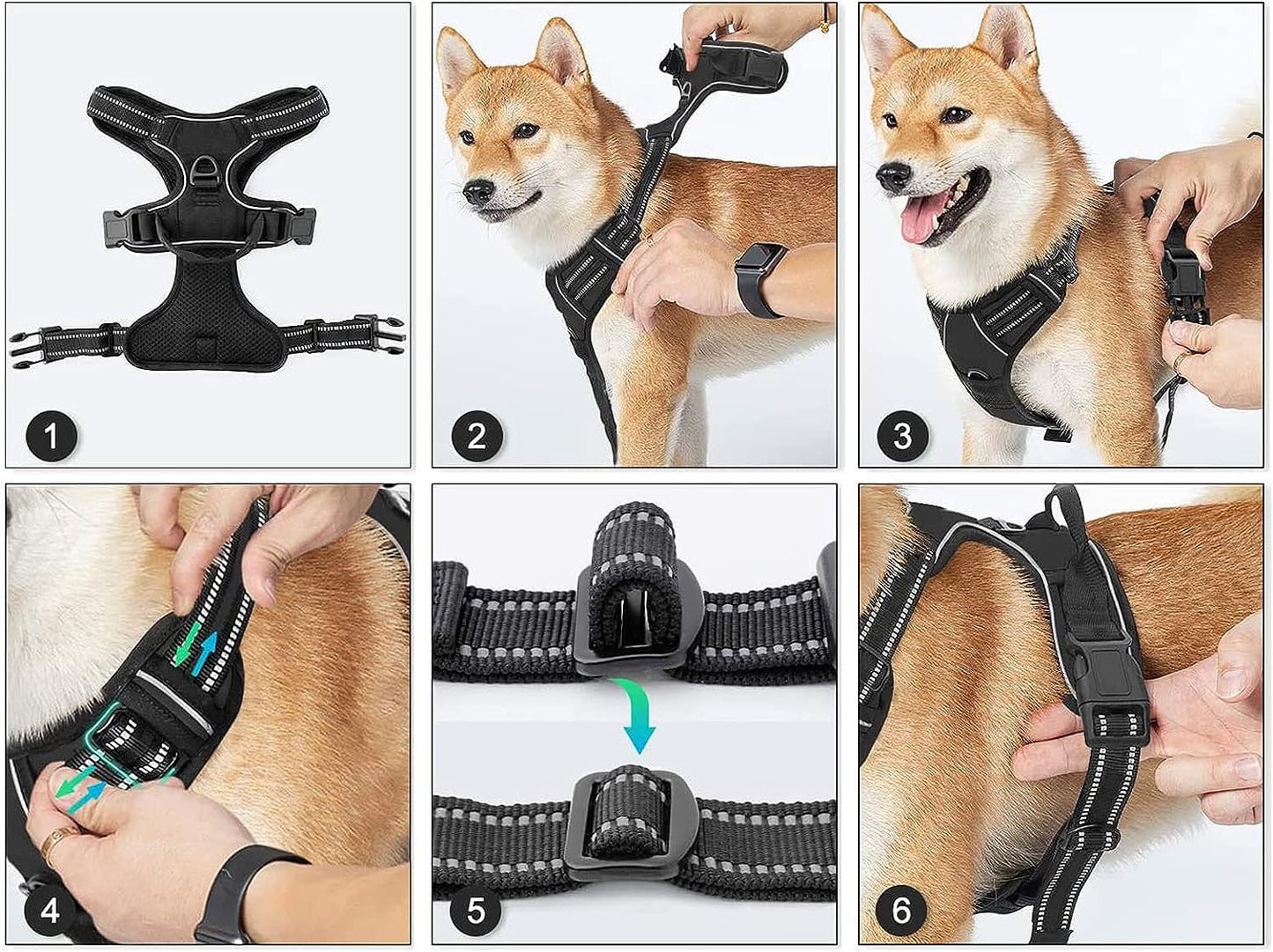 No Pull Dog Harness, KABIKIU Light up Dog Harness There Are 3 Light Modes with Control Handle and Reflective Strap, Adjustable Breathable Dog Vest Suitable for Small, Medium, Large Dogs(S)