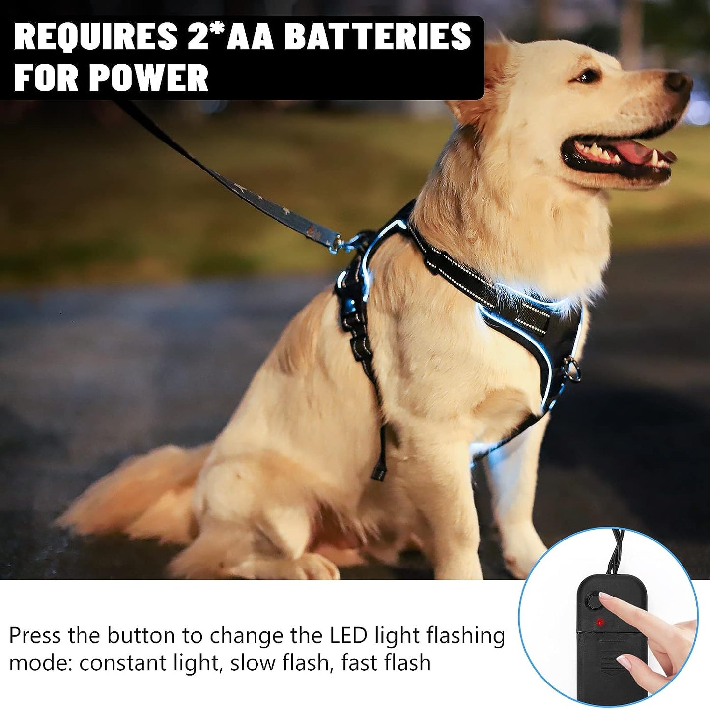 No Pull Dog Harness, KABIKIU Light up Dog Harness There Are 3 Light Modes with Control Handle and Reflective Strap, Adjustable Breathable Dog Vest Suitable for Small, Medium, Large Dogs(S)
