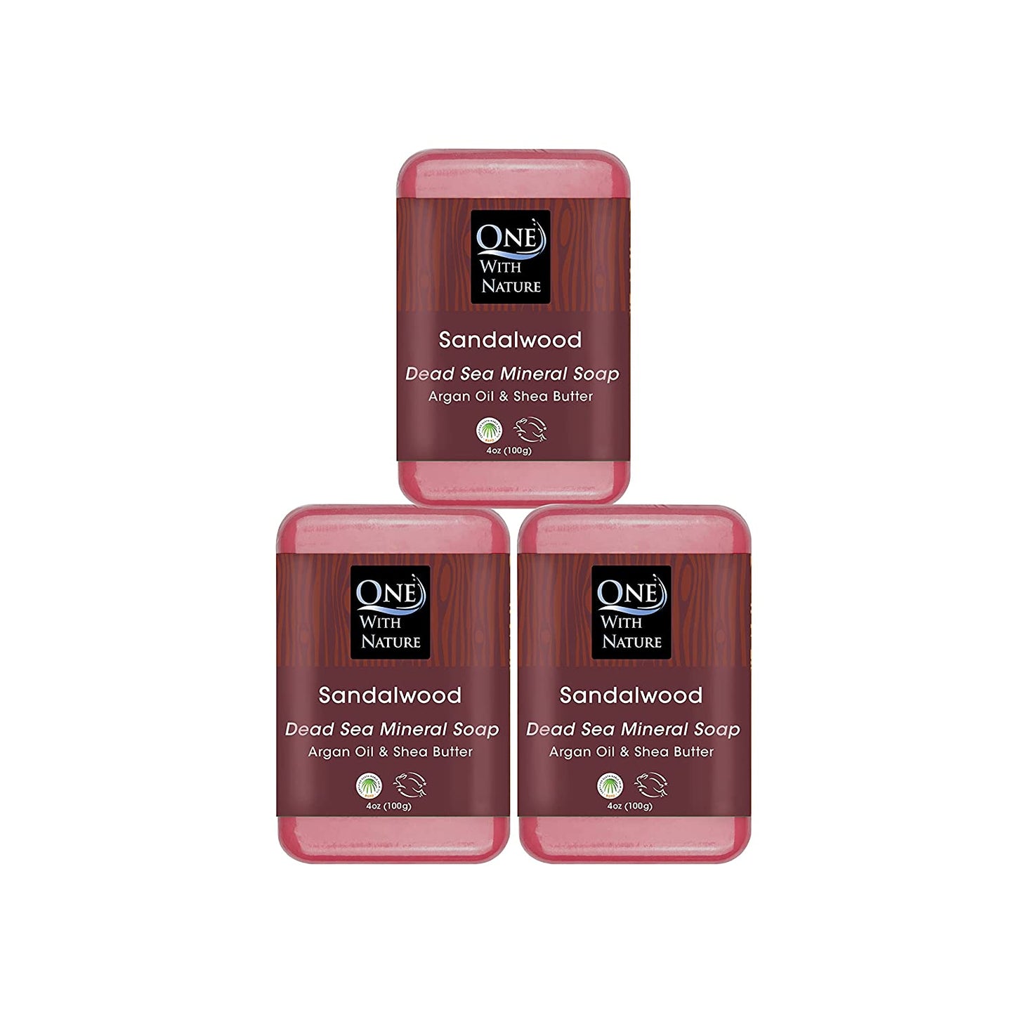 One with Nature 4 Oz Variety 3Pk-Mud, Activated Charcoal, and Dead Sea Mineral Soap with Argan Oil & Shea Butter - Dead Sea Salt Contains Magnesium, Sulfur & 21 Essential Minerals - Acne, Eczema