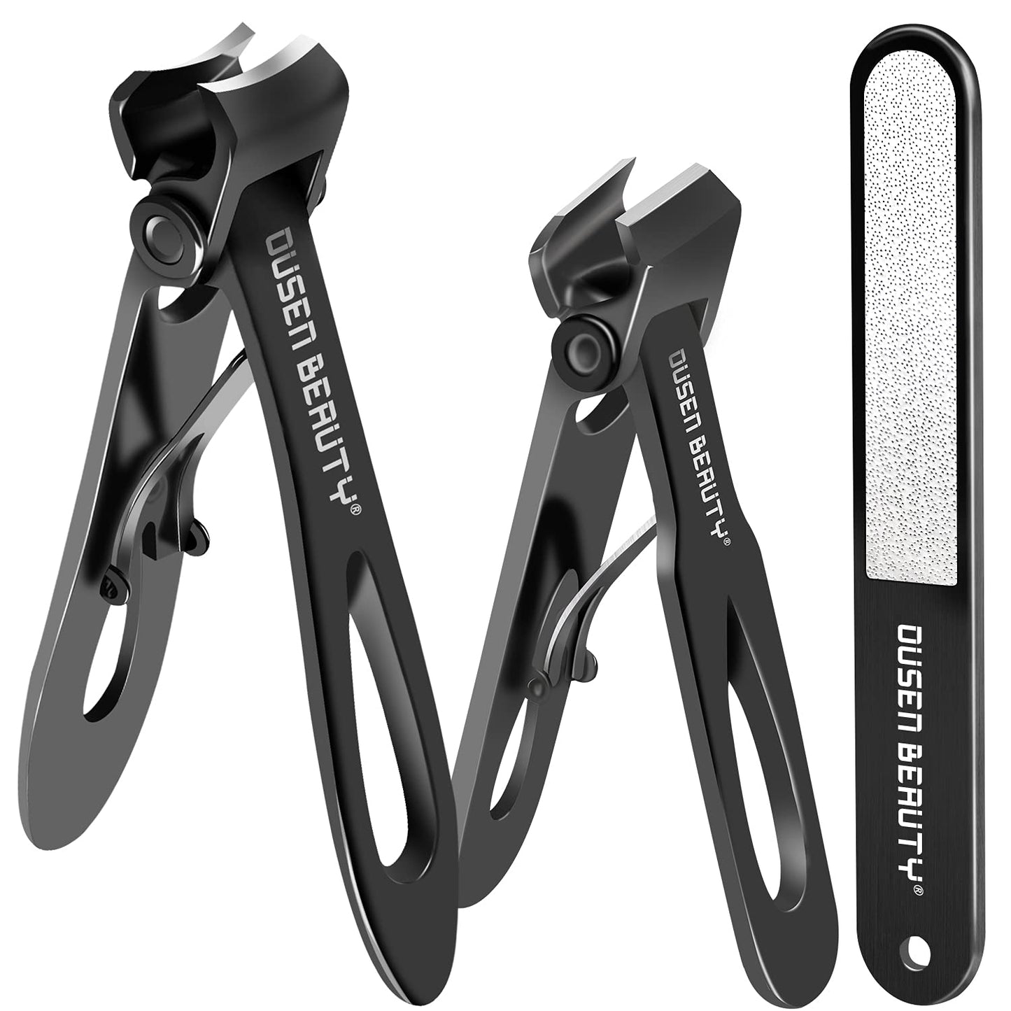 Nail Clippers for Thick Nails, Extra Wide Jaw Opening Nail Cutter for Hard Toenail, Stainless Steel Fingernail Big Toenail Trimmer with Nail File 3 Pcs Set for Large Toenail Seniors & Men & Women