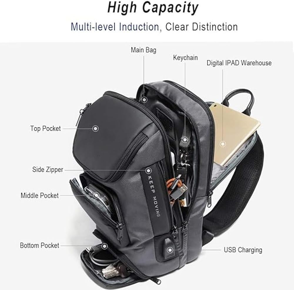 OZUKO Sling Backpack Sling Bag Crossbody Backpack Shoulder Casual Daypack Rucksack for Men