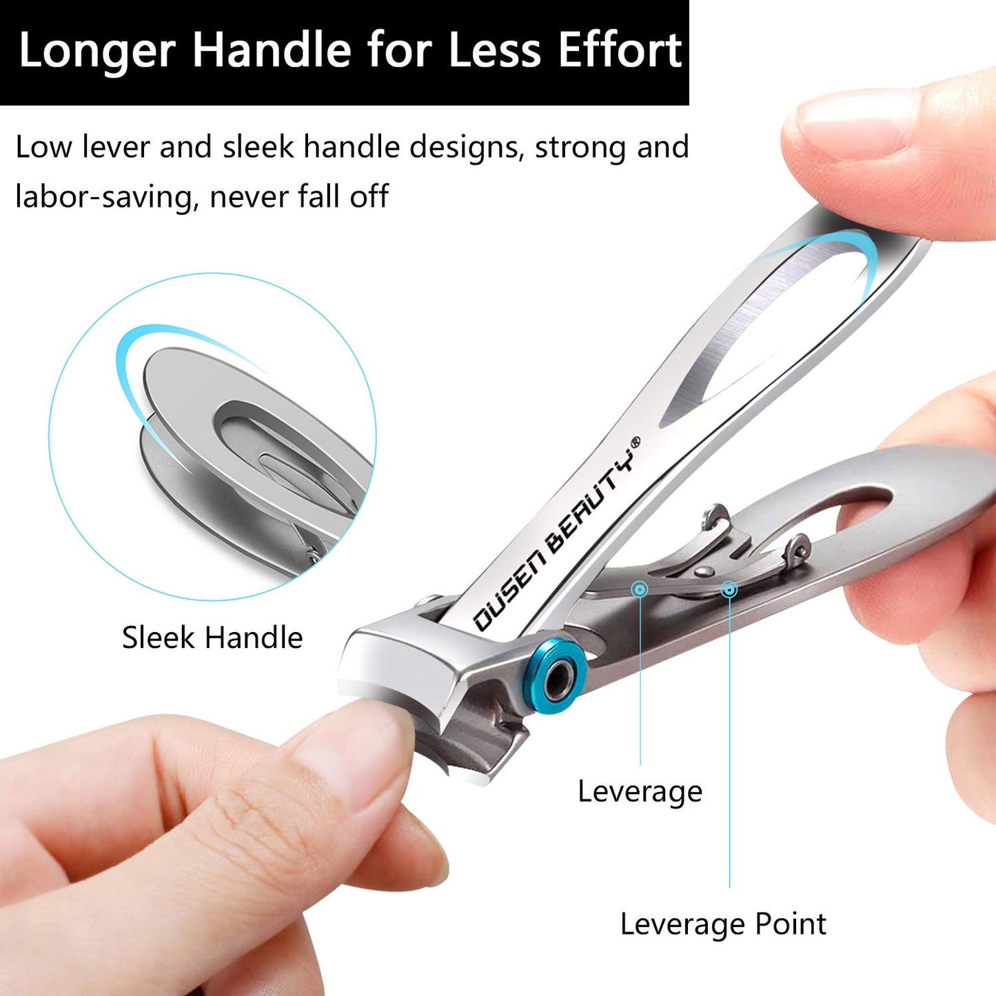 Nail Clippers for Thick Nails, Extra Wide Jaw Opening Nail Cutter for Hard Toenail, Stainless Steel Fingernail Big Toenail Trimmer with Nail File 3 Pcs Set for Large Toenail Seniors & Men & Women