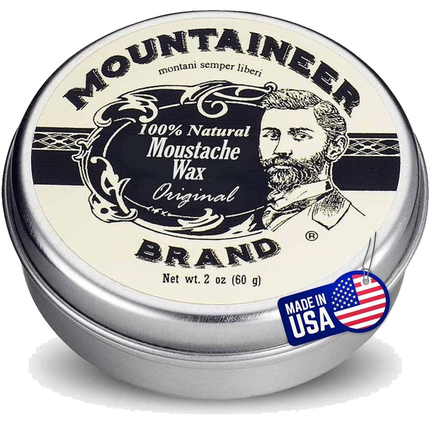Mountaineer Brand Mustache Wax | Strong Hold | All Natural Ingredients with Beeswax | Grooming Beard Moustache Wax for Men | Made in USA | Citrus & Spice Scent 2Oz