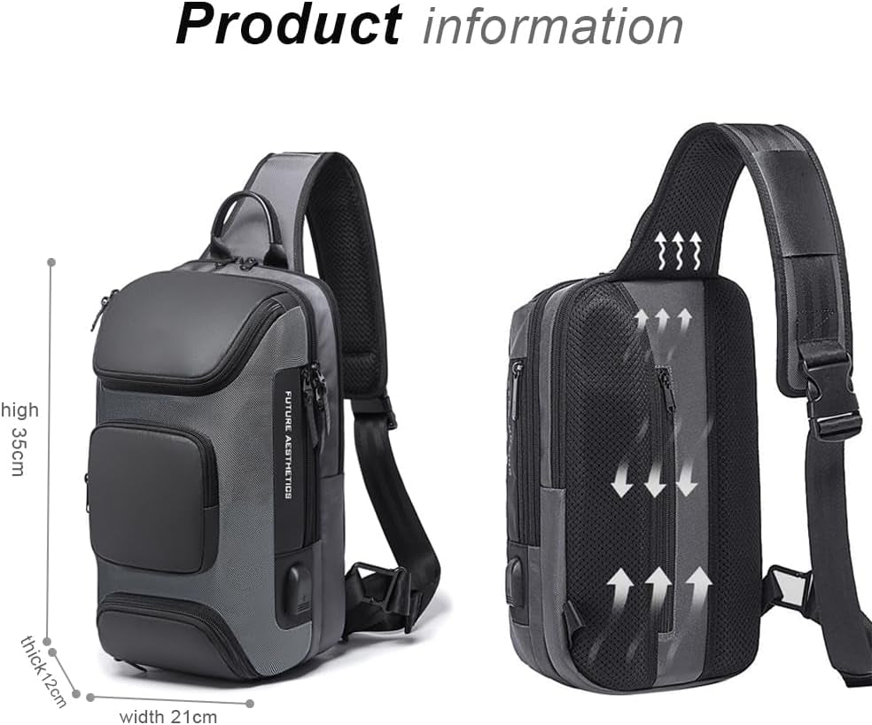 OZUKO Sling Backpack Sling Bag Crossbody Backpack Shoulder Casual Daypack Rucksack for Men