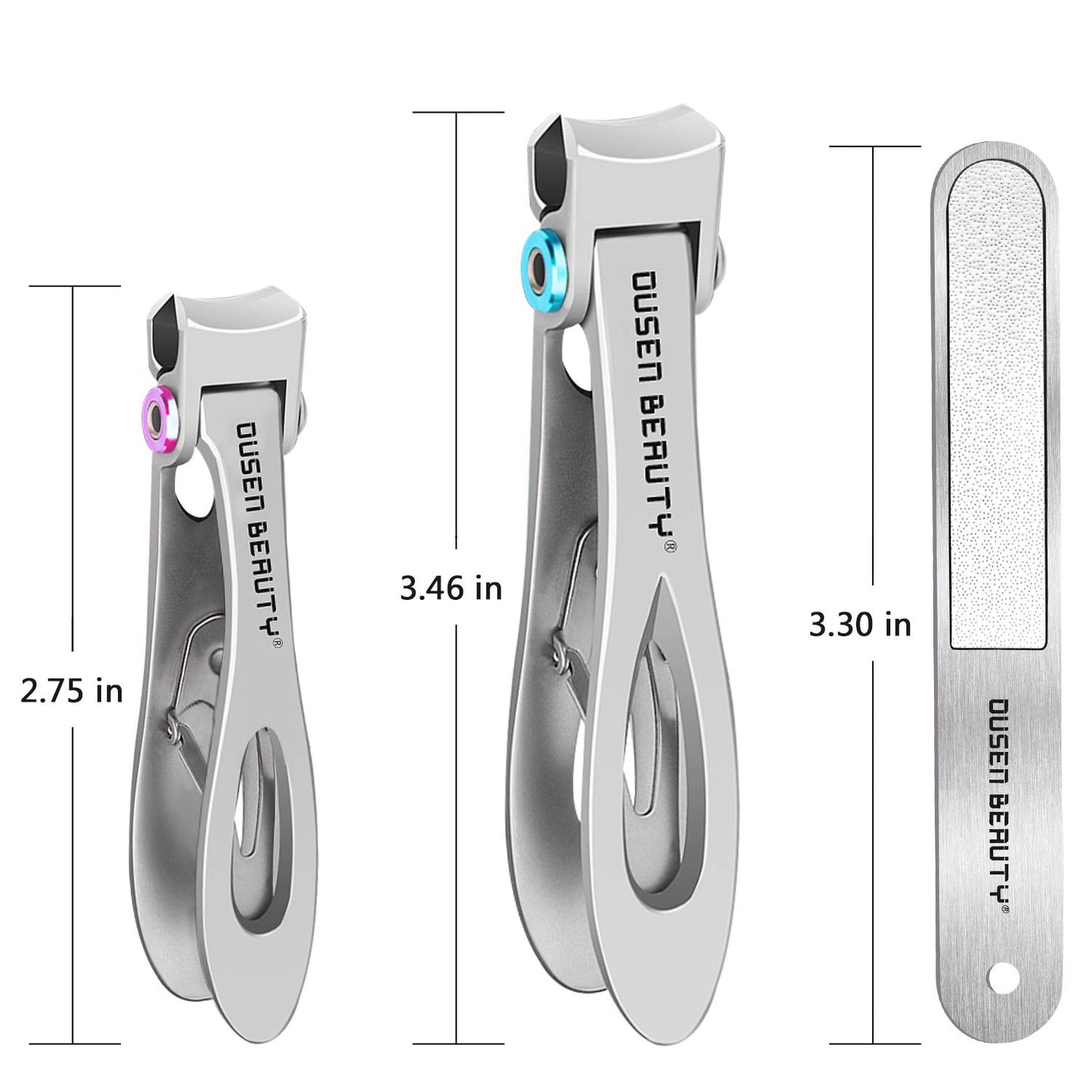 Nail Clippers for Thick Nails, Extra Wide Jaw Opening Nail Cutter for Hard Toenail, Stainless Steel Fingernail Big Toenail Trimmer with Nail File 3 Pcs Set for Large Toenail Seniors & Men & Women