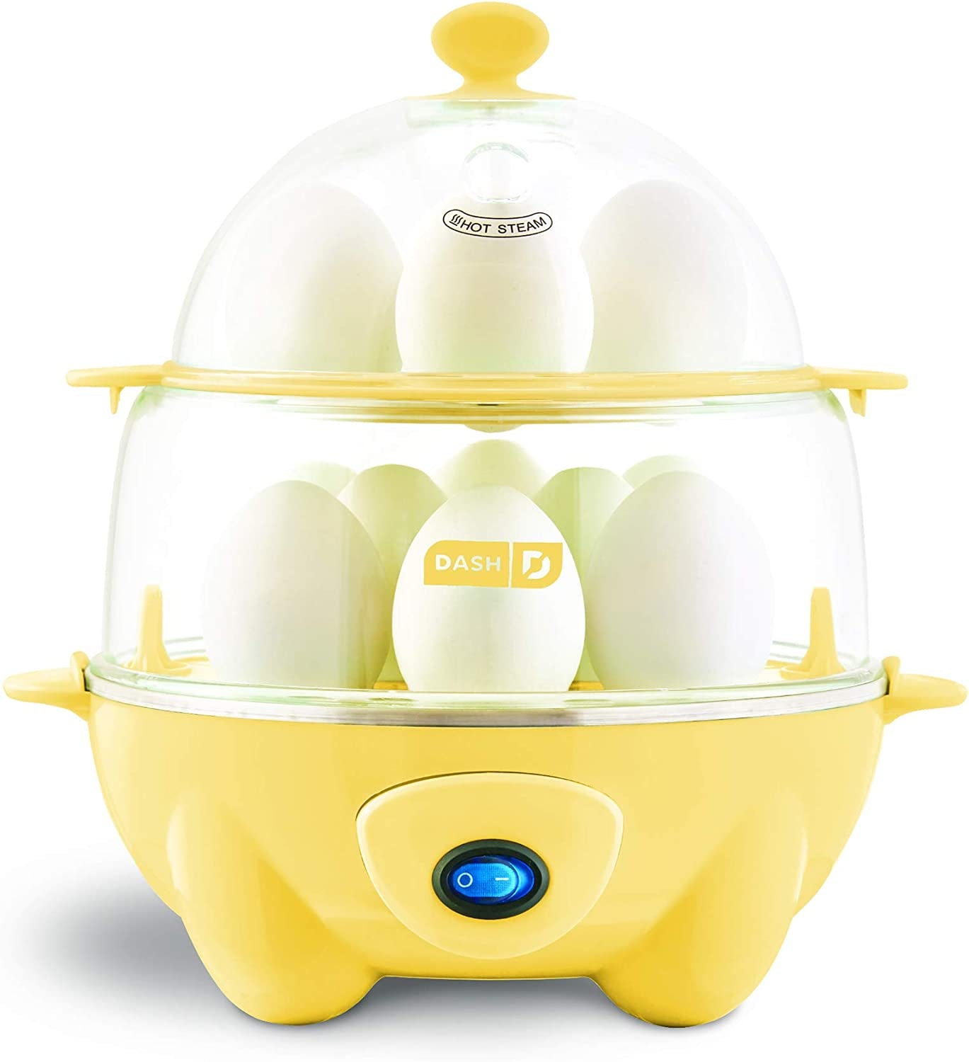 DASH Deluxe Rapid Egg Cooker for Hard Boiled, Poached, Scrambled Eggs, Omelets, Steamed Vegetables, Dumplings & More, 12 Capacity, with Auto Shut off Feature - Black