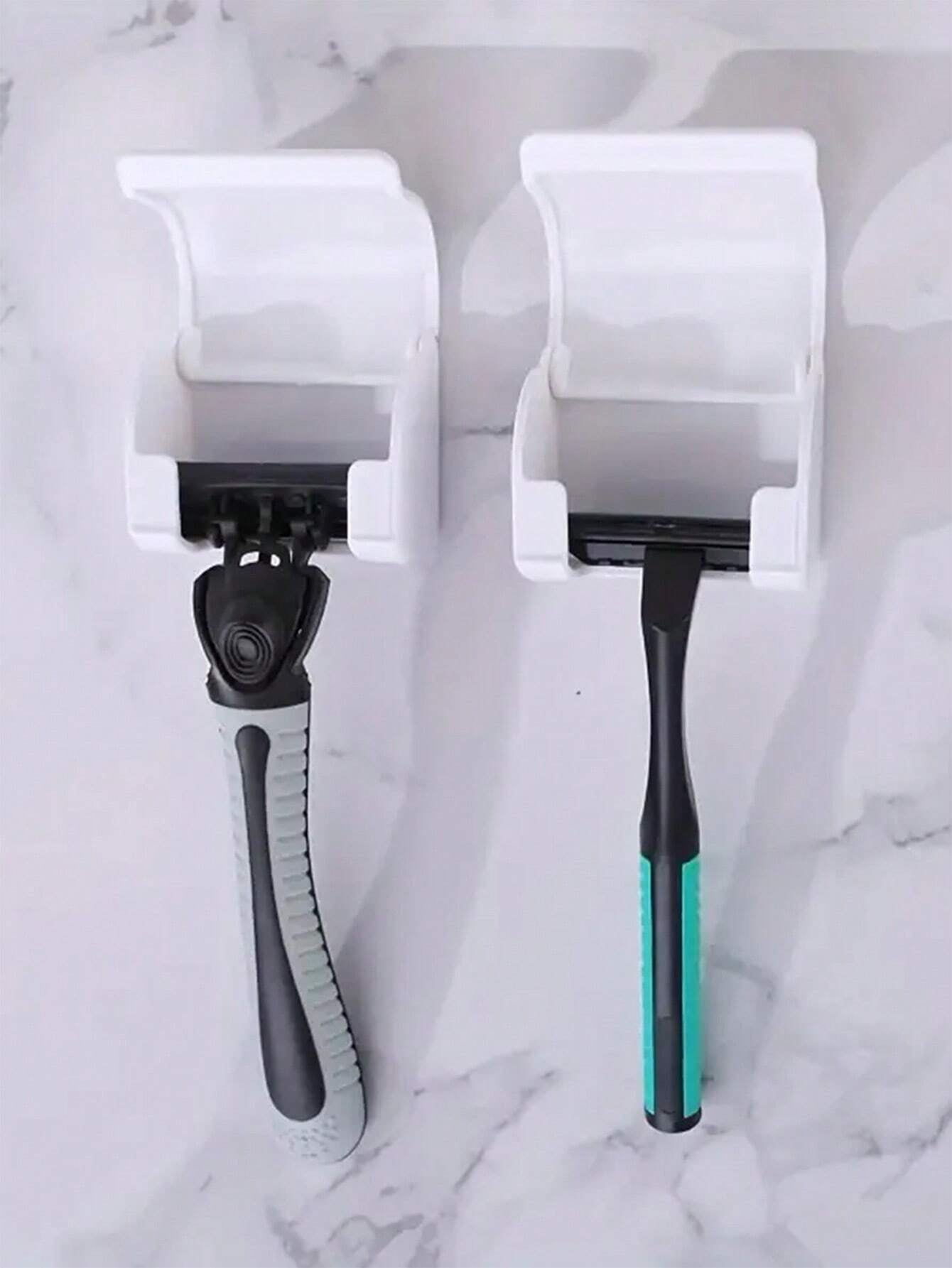 1Pc Wall-Mounted Razor Holder, Razor Storage Hook Rack, Razor Flip-Top Dustproof Storage Box, Manual Razor Holder,Organize Your Shower with a Razor Hanger and Electric Toothbrush Holder!Neat and Hygienic