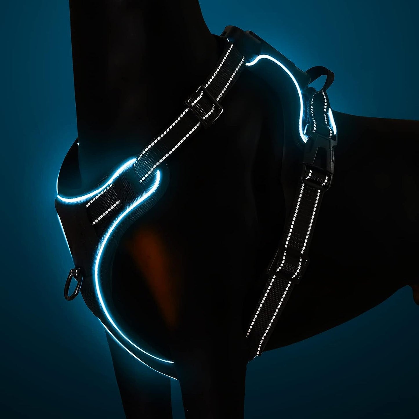 No Pull Dog Harness, KABIKIU Light up Dog Harness There Are 3 Light Modes with Control Handle and Reflective Strap, Adjustable Breathable Dog Vest Suitable for Small, Medium, Large Dogs(S)