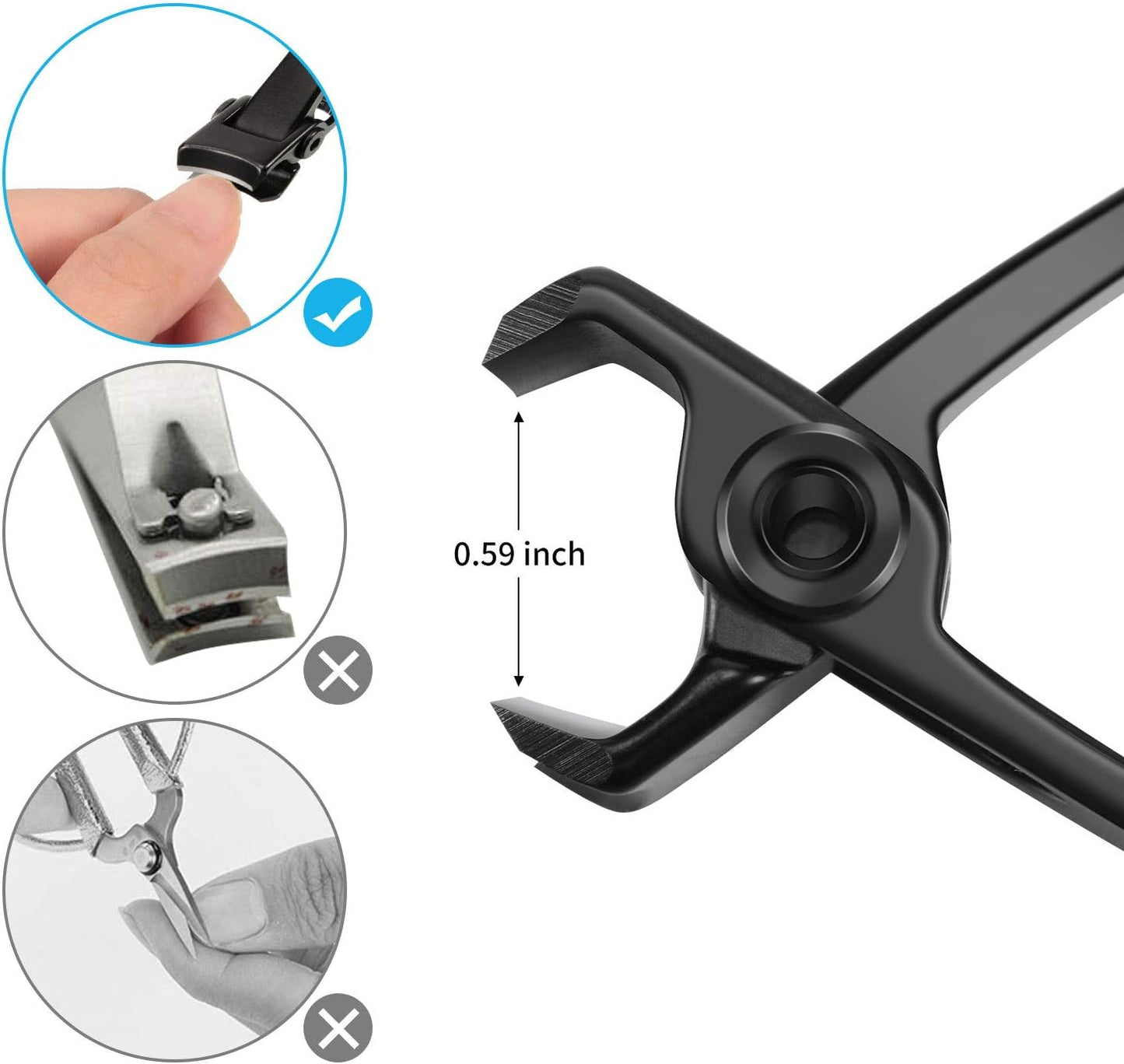 Mudder 2 Pieces Oversized Thick Nail Clippers Wide Nail Cutter for Thick Toenails and Fingernails, 15Mm Nail Clippers Stainless Steel Toenail Fingernail Clipper Trimmer for Men Adults Black
