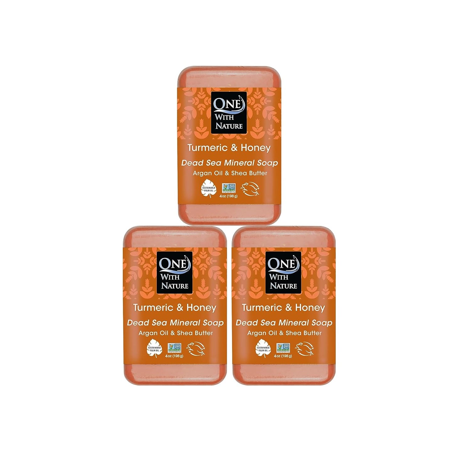 One with Nature 4 Oz Variety 3Pk-Mud, Activated Charcoal, and Dead Sea Mineral Soap with Argan Oil & Shea Butter - Dead Sea Salt Contains Magnesium, Sulfur & 21 Essential Minerals - Acne, Eczema