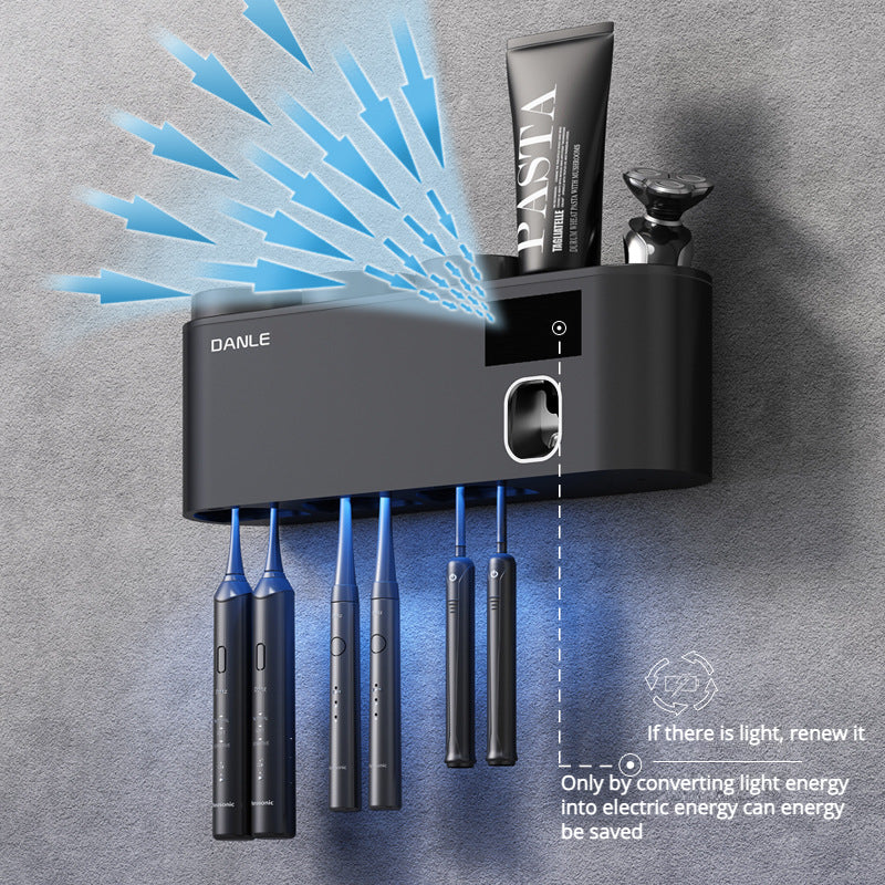Multi-Functional Smart Toothbrush Holder Wall-Mounted Toothbrush Cup Holder Bathroom Shelf Toothpaste Dispenser