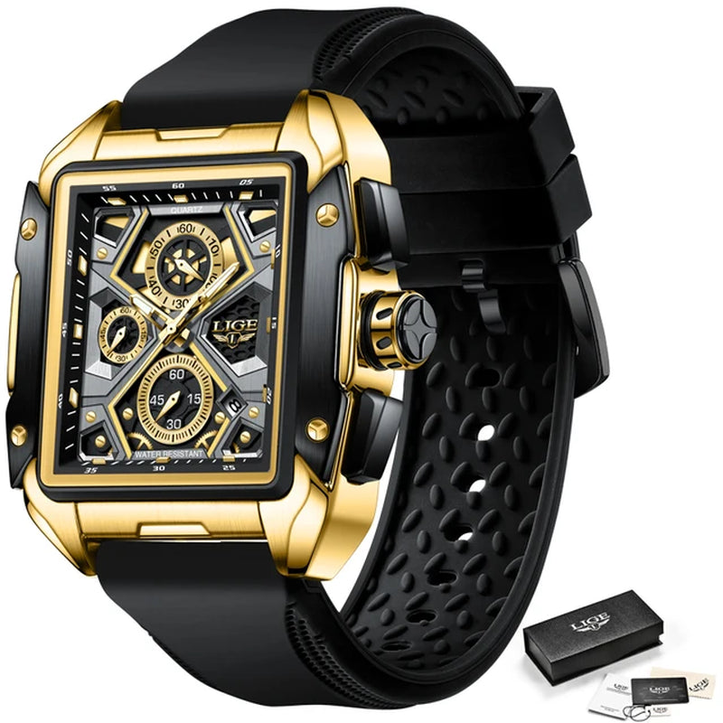LIGE Big Dial Mens Watches Top Luxury Brand Sport Waterproof Watch Men Chronograph Quartz Clock Automatic Date Wristwatches