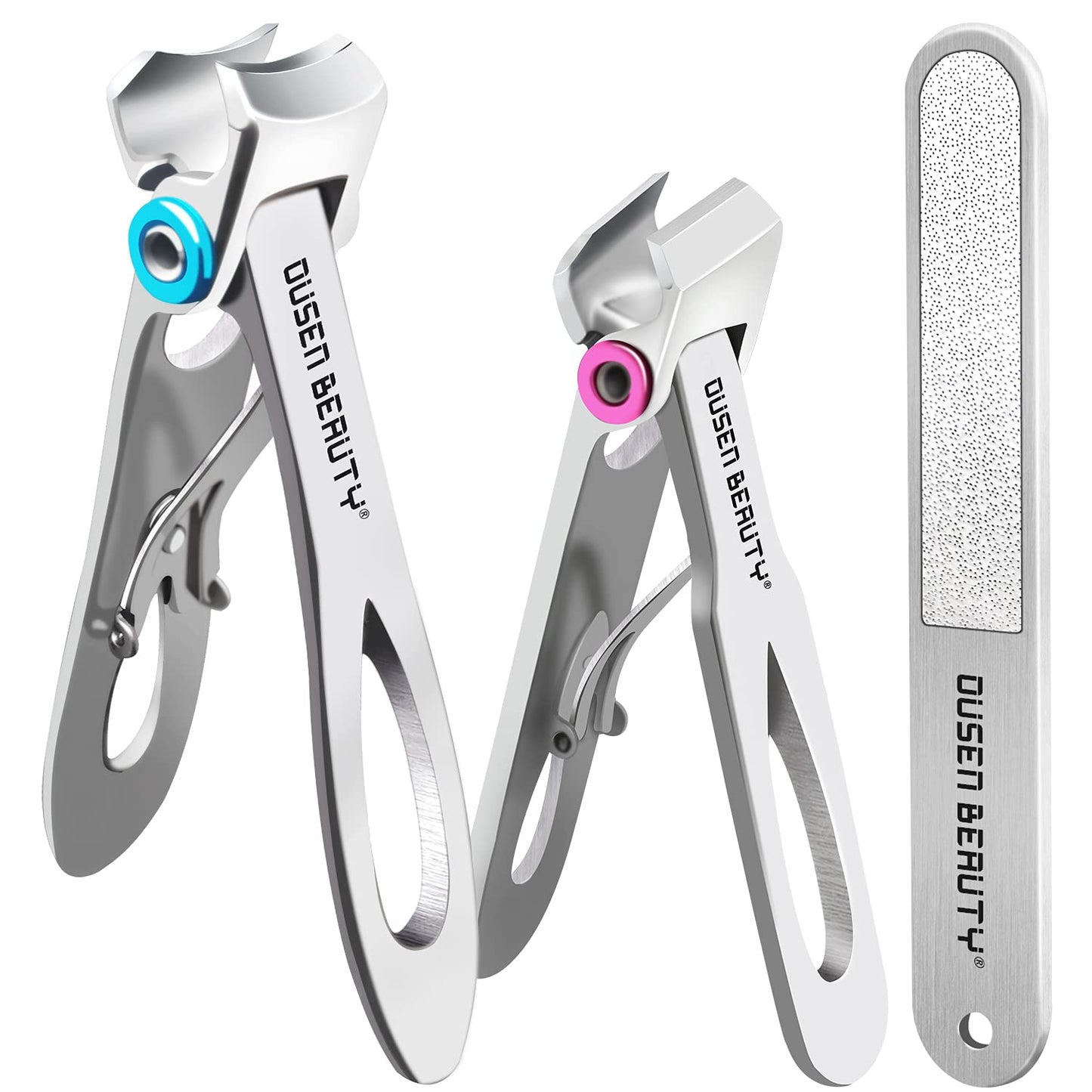 Nail Clippers for Thick Nails, Extra Wide Jaw Opening Nail Cutter for Hard Toenail, Stainless Steel Fingernail Big Toenail Trimmer with Nail File 3 Pcs Set for Large Toenail Seniors & Men & Women