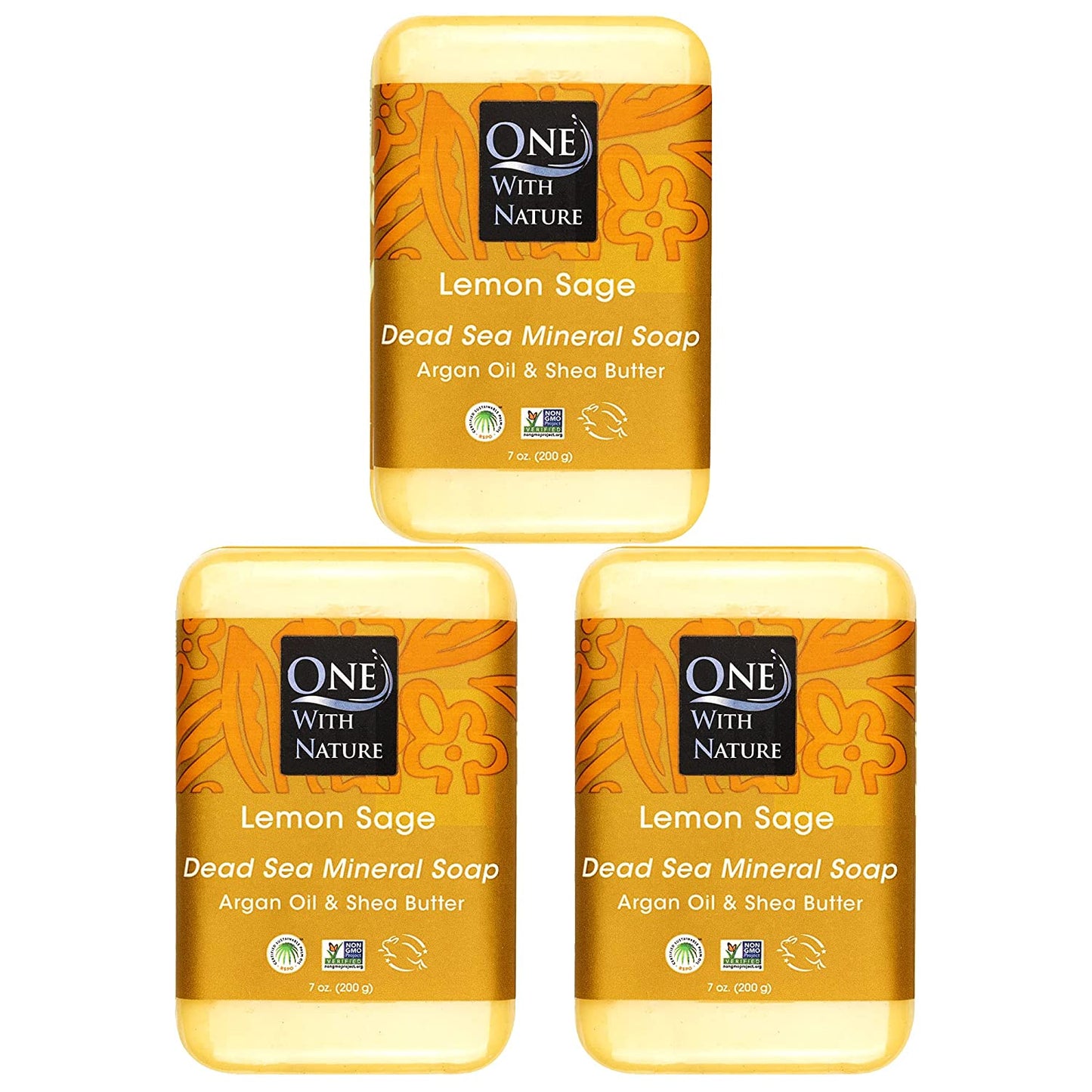 One with Nature 4 Oz Variety 3Pk-Mud, Activated Charcoal, and Dead Sea Mineral Soap with Argan Oil & Shea Butter - Dead Sea Salt Contains Magnesium, Sulfur & 21 Essential Minerals - Acne, Eczema
