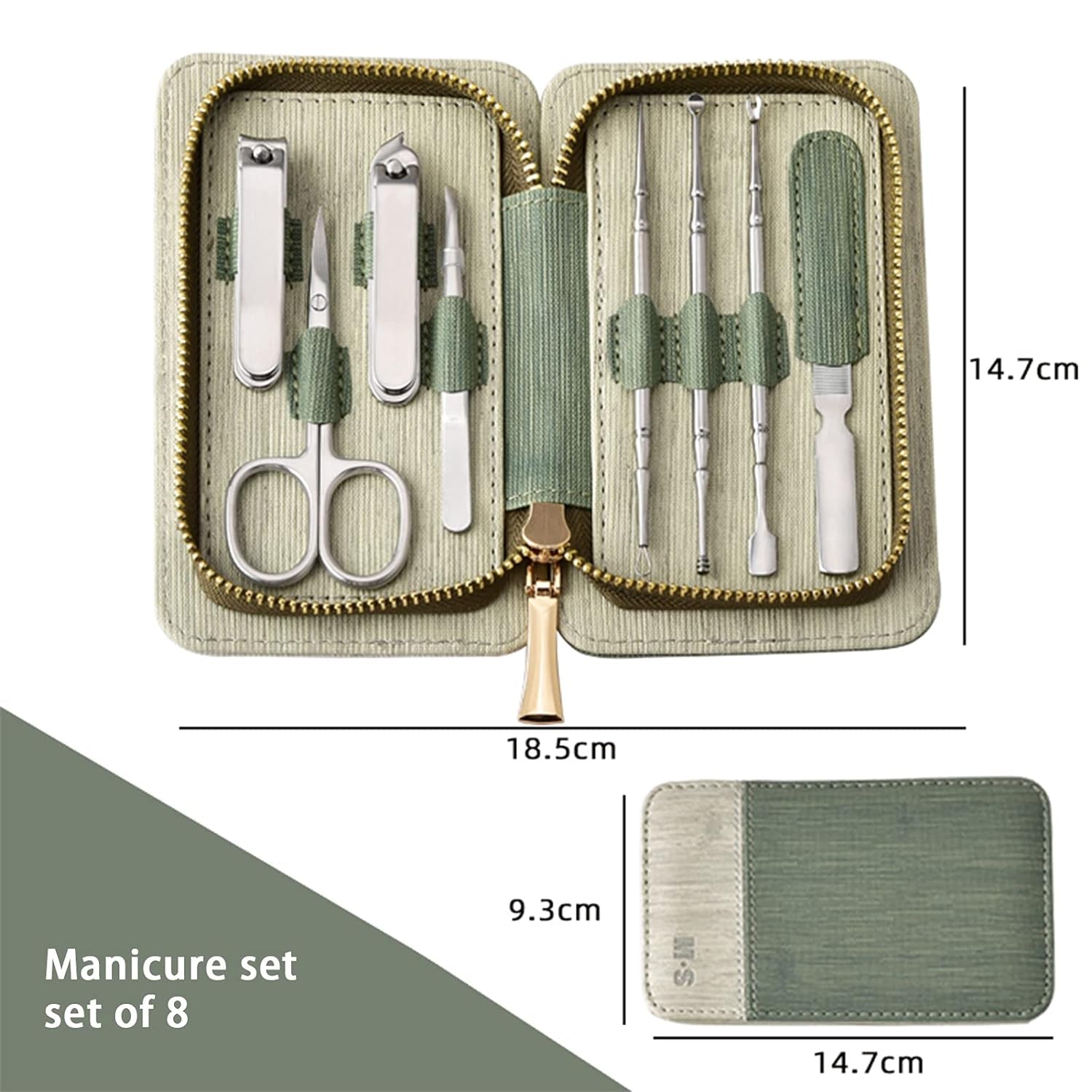 Professional Manicure Set,Nail Clipper Care Pedicure Kit,Top Grooming Tools with Gift Bag,Great Gift for Christmas,Valentine'S Day,Mother'S Day,Birthday,Wedding,Anniversary,Green, 8