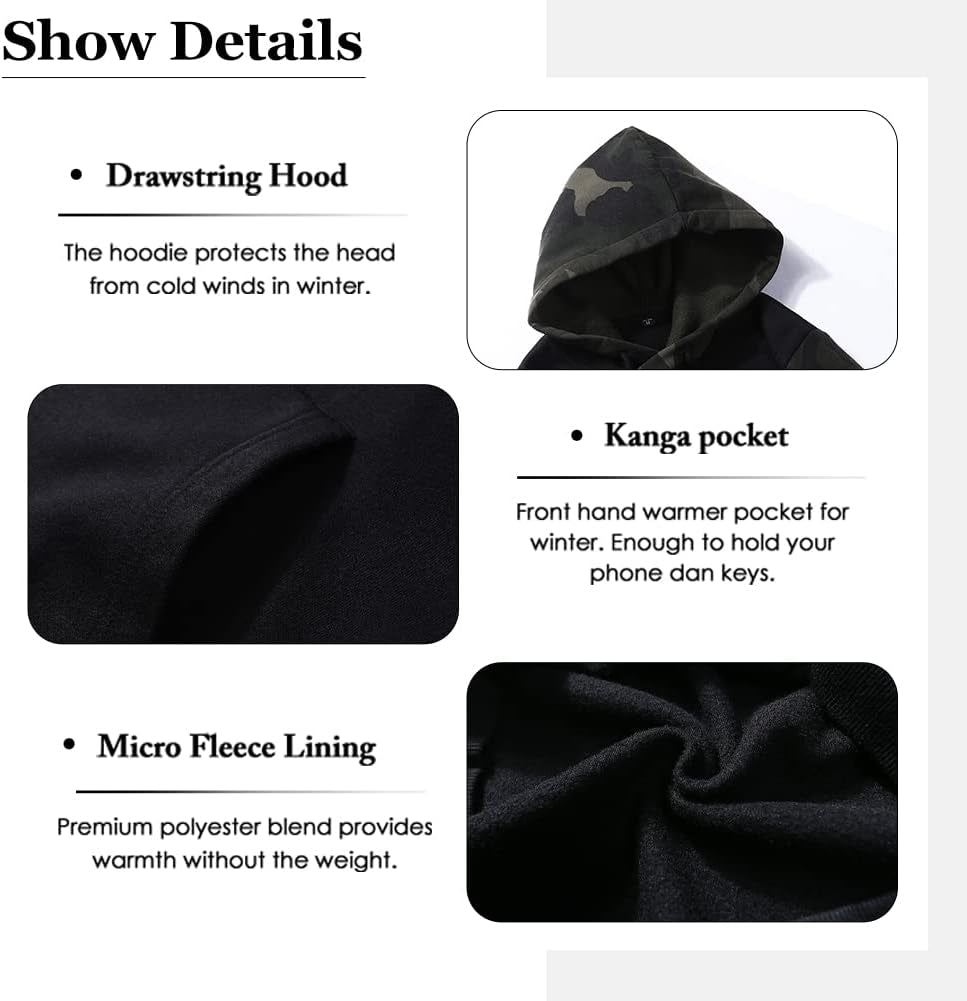 Men'S Sweatshirt Hipster Long Sleeve Drawstring Hooded Pullover Hoodies