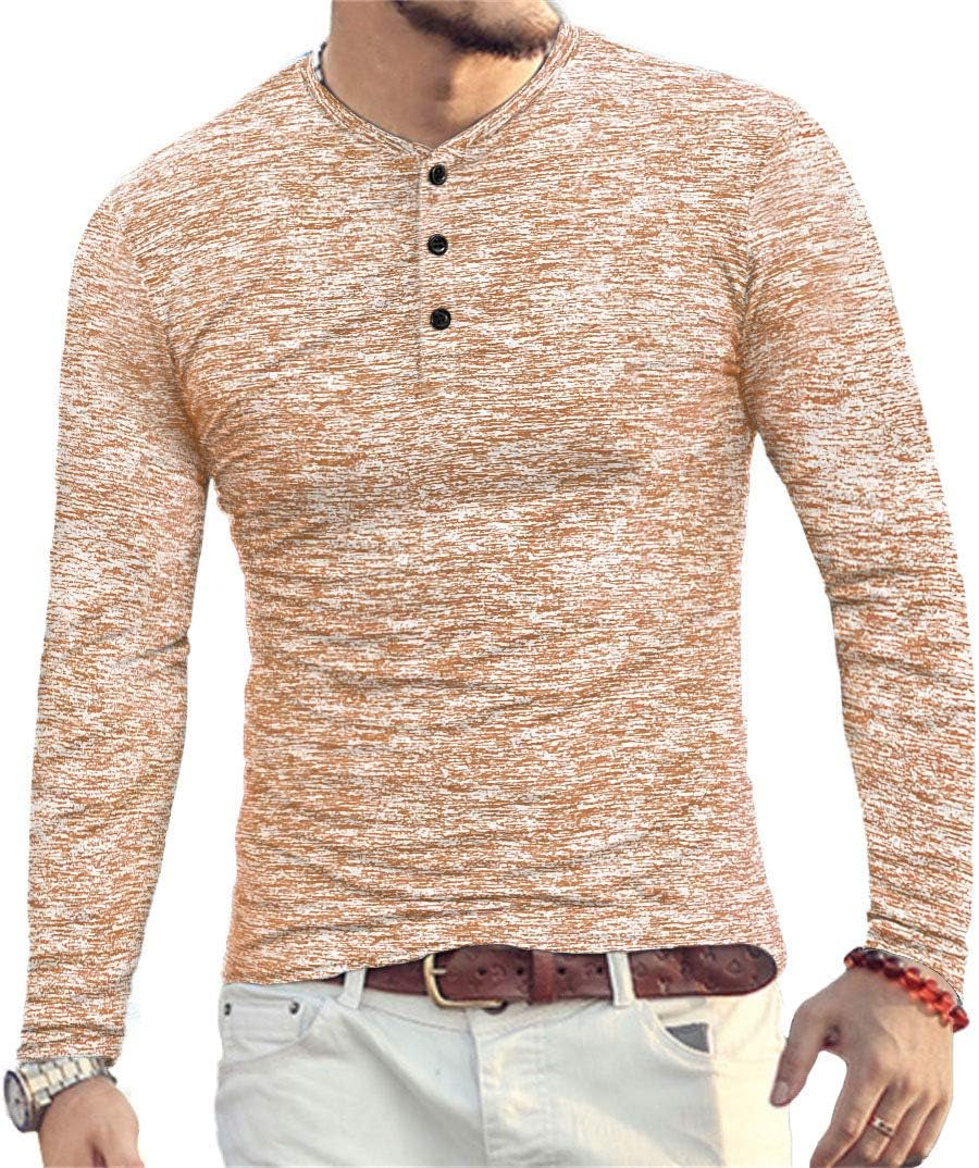 YTD Mens Fashion Casual Slim Fit Basic Henley Short/Long Sleeve Lightweight Summer T-Shirt