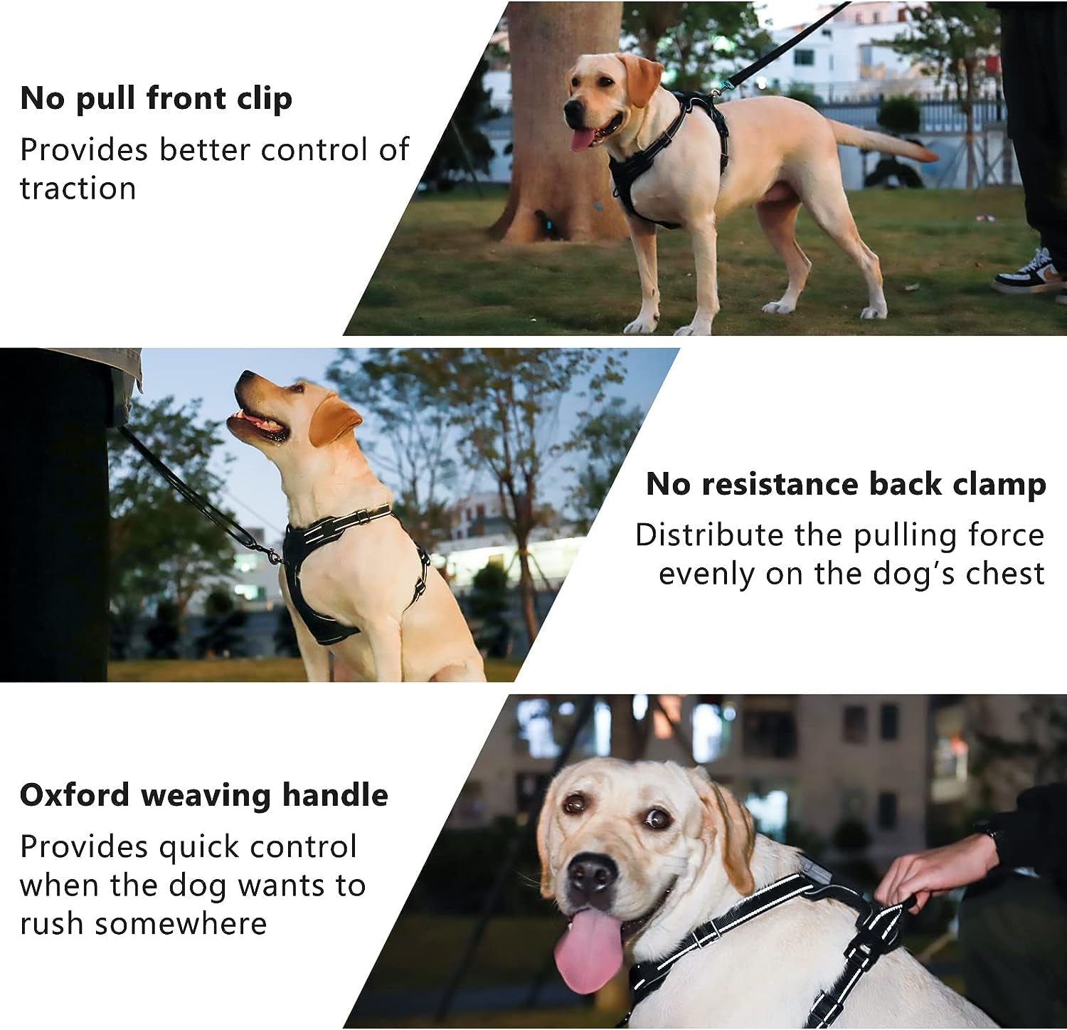 No Pull Dog Harness, KABIKIU Light up Dog Harness There Are 3 Light Modes with Control Handle and Reflective Strap, Adjustable Breathable Dog Vest Suitable for Small, Medium, Large Dogs(S)