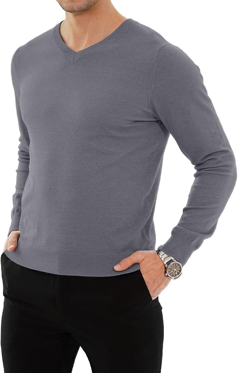 YTD Men'S Casual Slim Fit V-Neck Pullover Long Sleeve Knitted Pullover Sweaters