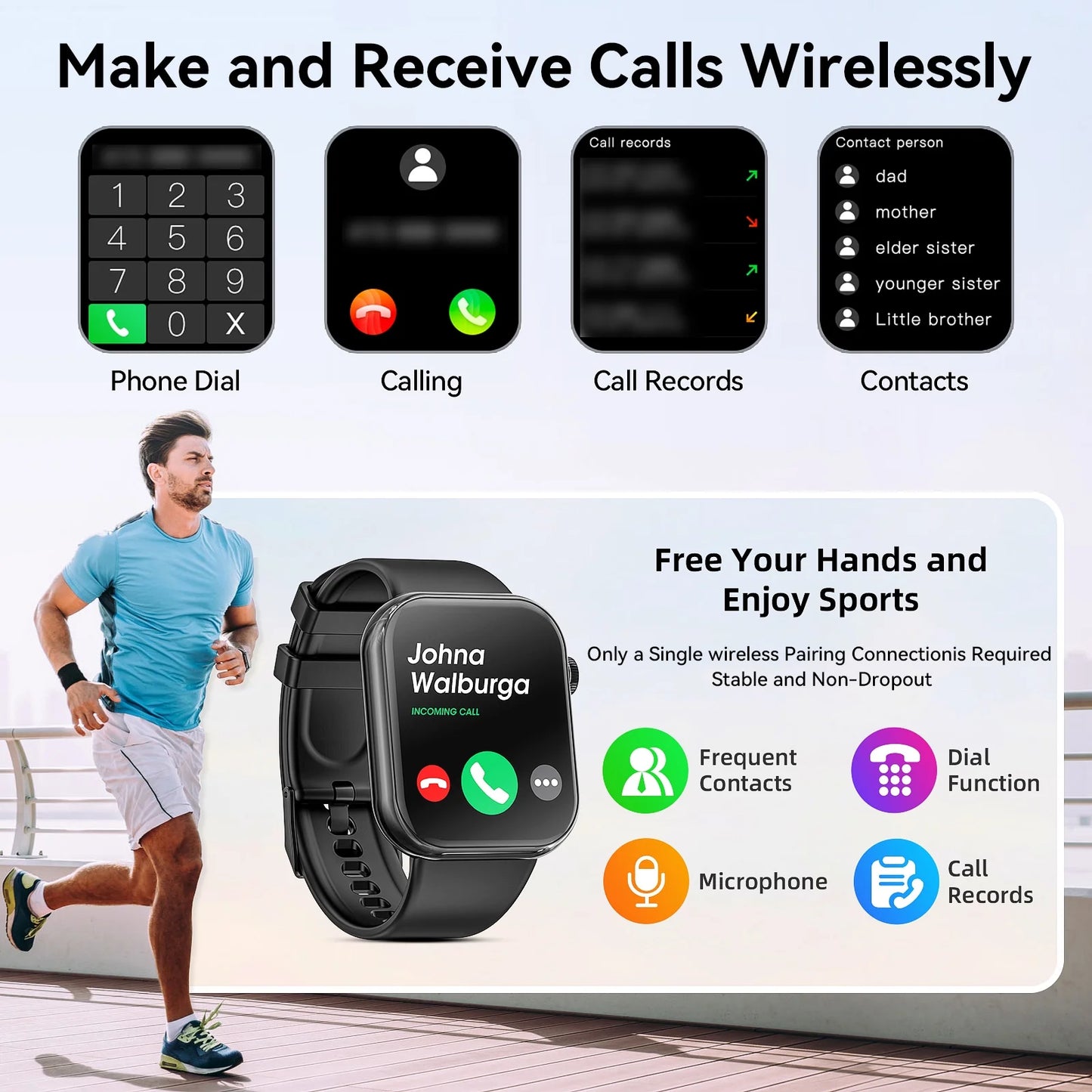 Smart Watch for Men with IP67 Waterproof,1.85 Inch Smart Watch Black