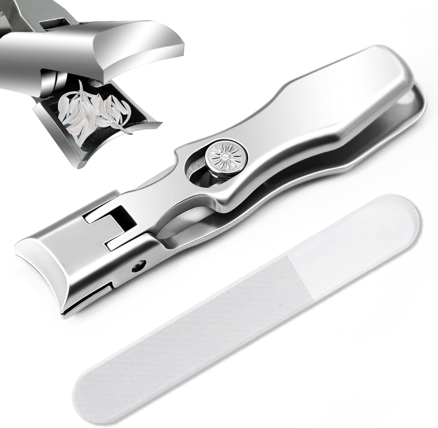 Ultra Sharp Stainless Steel Nail Clippers with Catcher, Fingernail & Toenail Clippers Splash Proof Nail Clippers Luxury Nail Cutter for Thick Nails