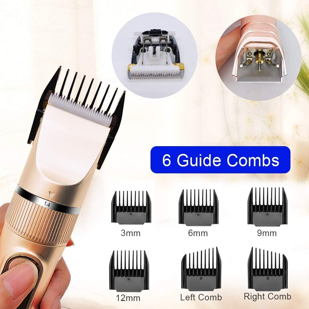 Electric Hair Clippers for Men - Hair Trimmers Kits Hair Cutting Kits Barber Kits Professional LED Display Rechargeable Cordless Waterproof (Golden)