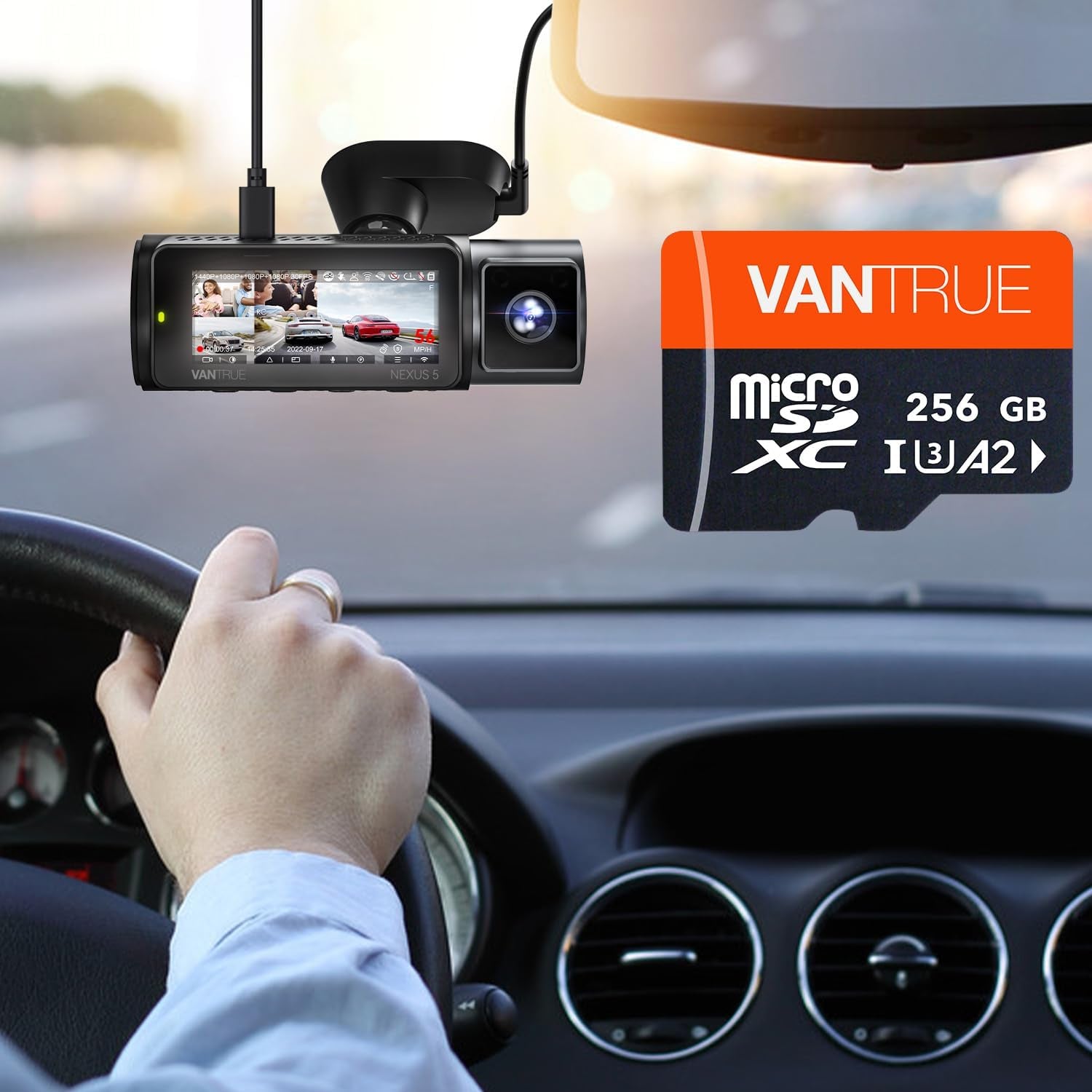 Vantrue 256GB Microsdxc UHS-I U3 4K UHD Video High Speed Transfer Monitoring SD Card with Adapter for Dash Cams, Body Cams, Action Camera, Surveillance & Security Cams