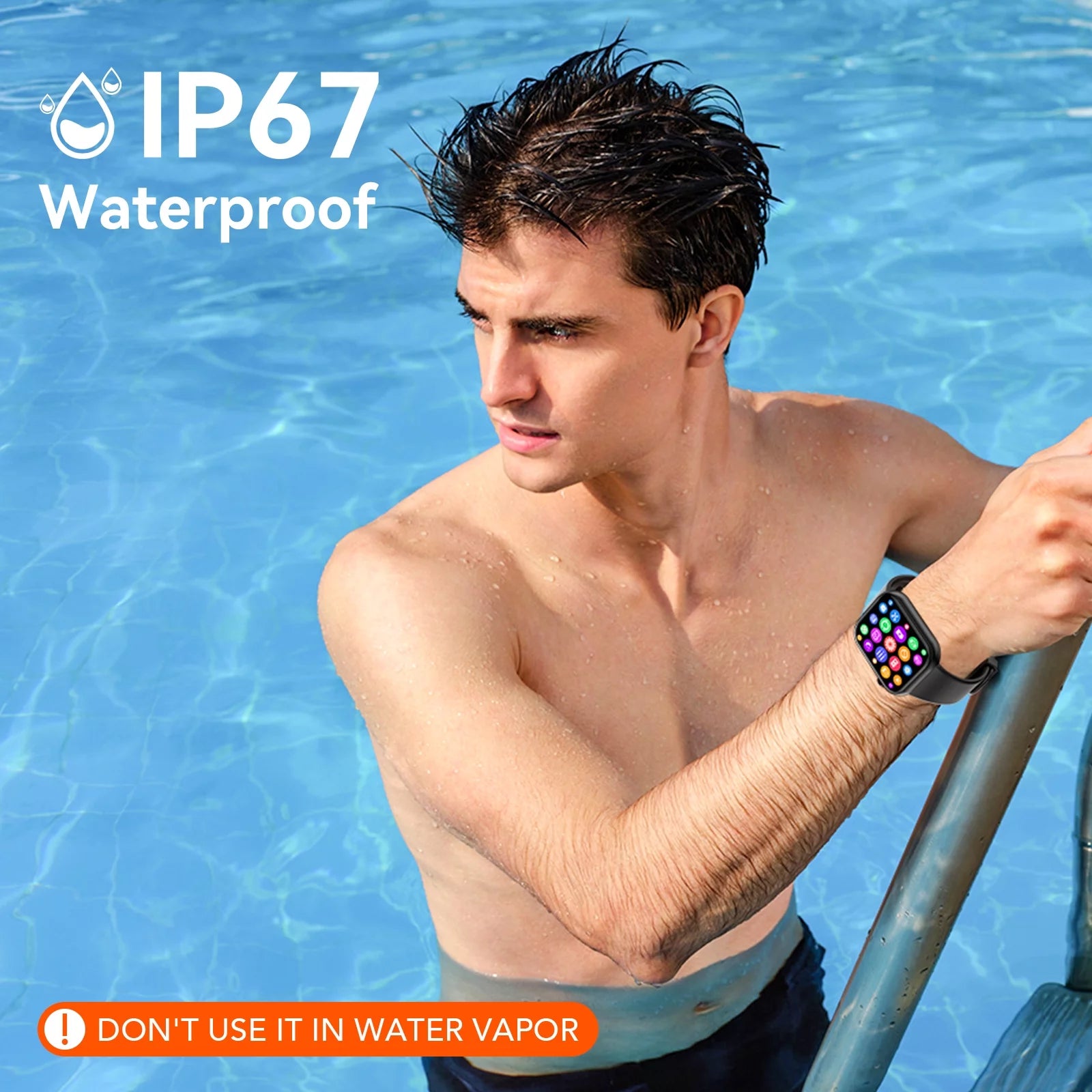Smart Watch for Men with IP67 Waterproof,1.85 Inch Smart Watch Black