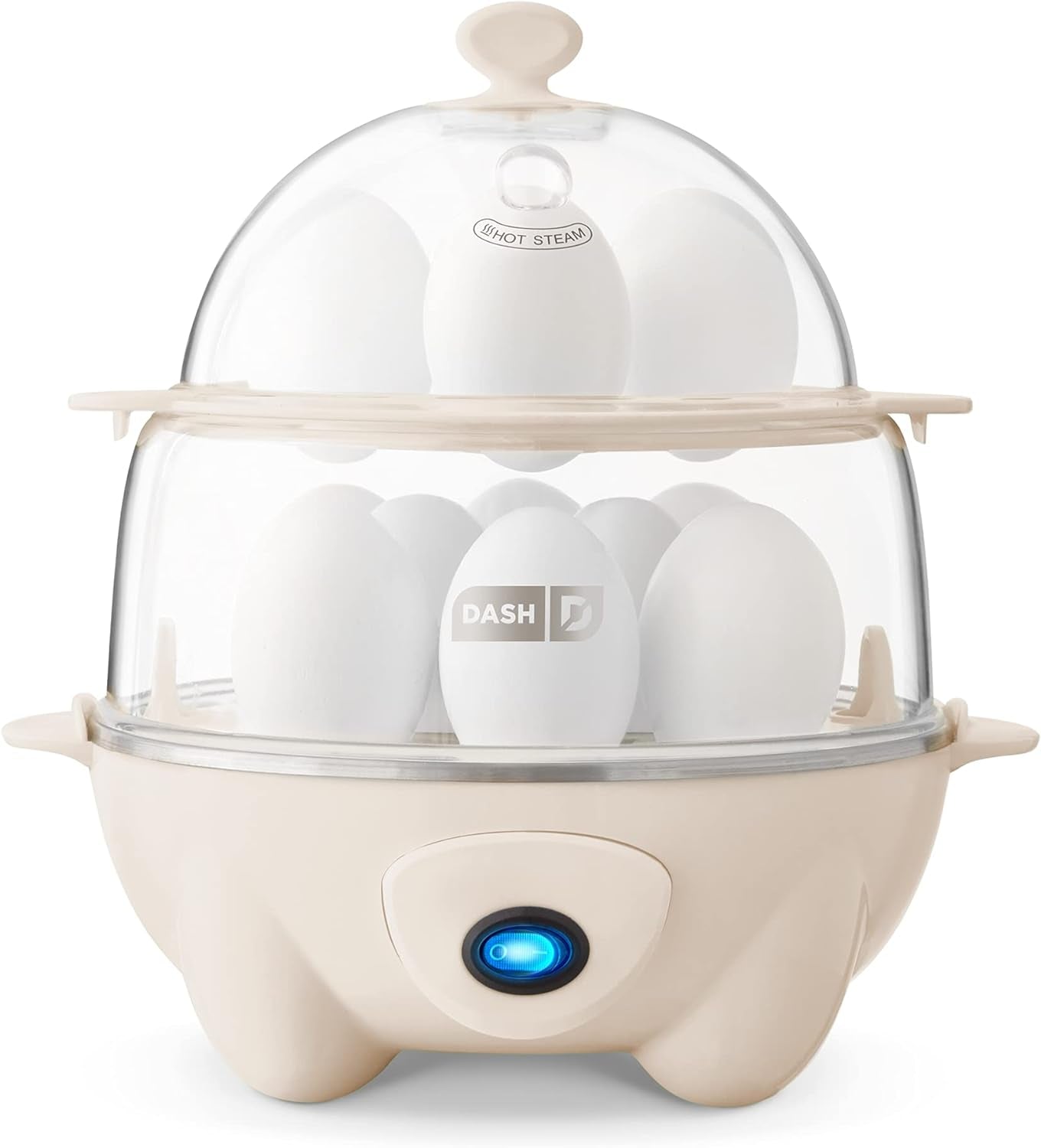 DASH Deluxe Rapid Egg Cooker for Hard Boiled, Poached, Scrambled Eggs, Omelets, Steamed Vegetables, Dumplings & More, 12 Capacity, with Auto Shut off Feature - Black