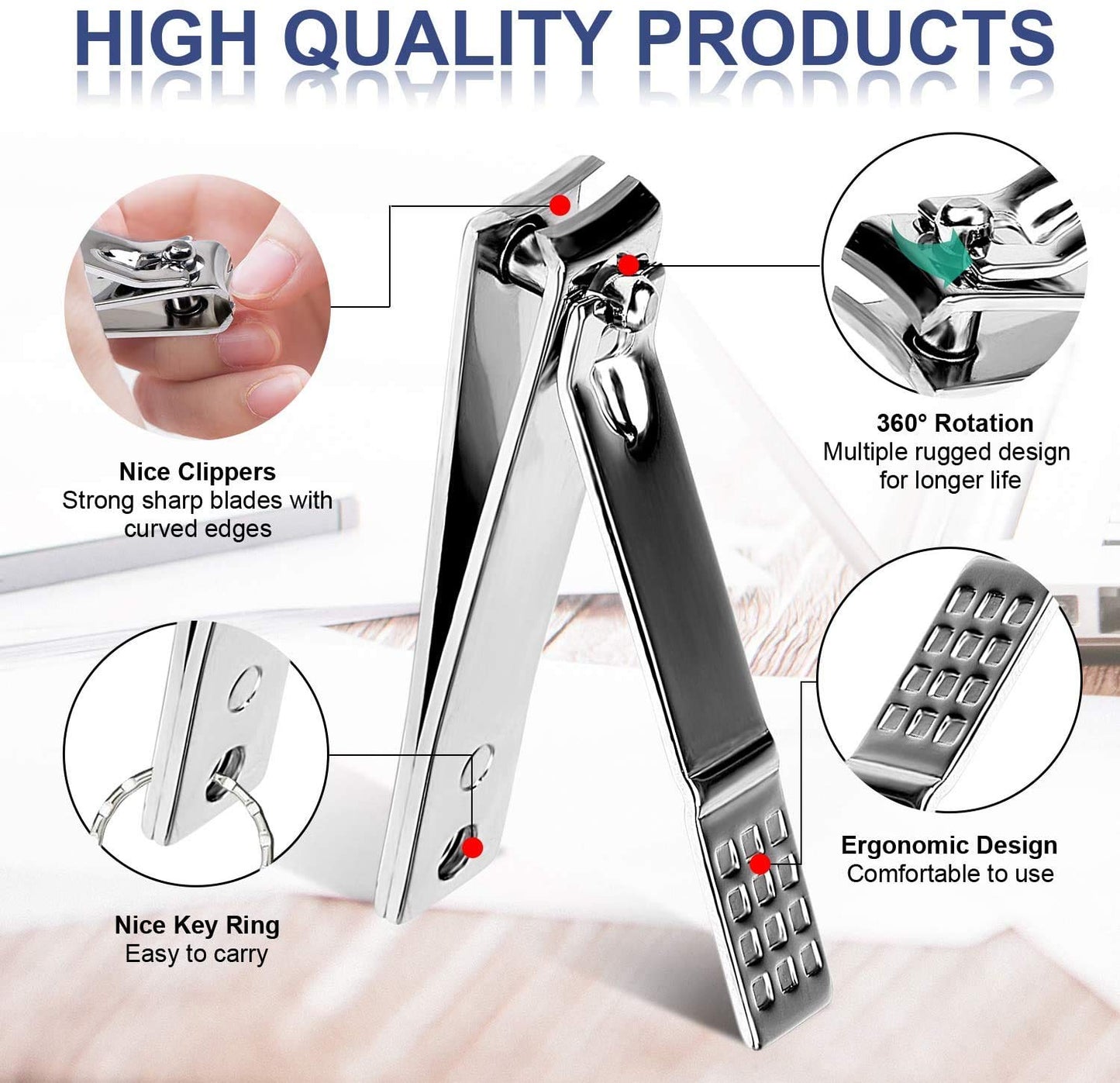 Manicure Set Pedicure Kit Professional 19 Pcs Nail Clipper for Men & Women Stainless Steel Sharp Cutter Grooming Nose Hair Scissors…Black Fingernails & Toenails with Portable Case (Wine Red_19 Pieces)
