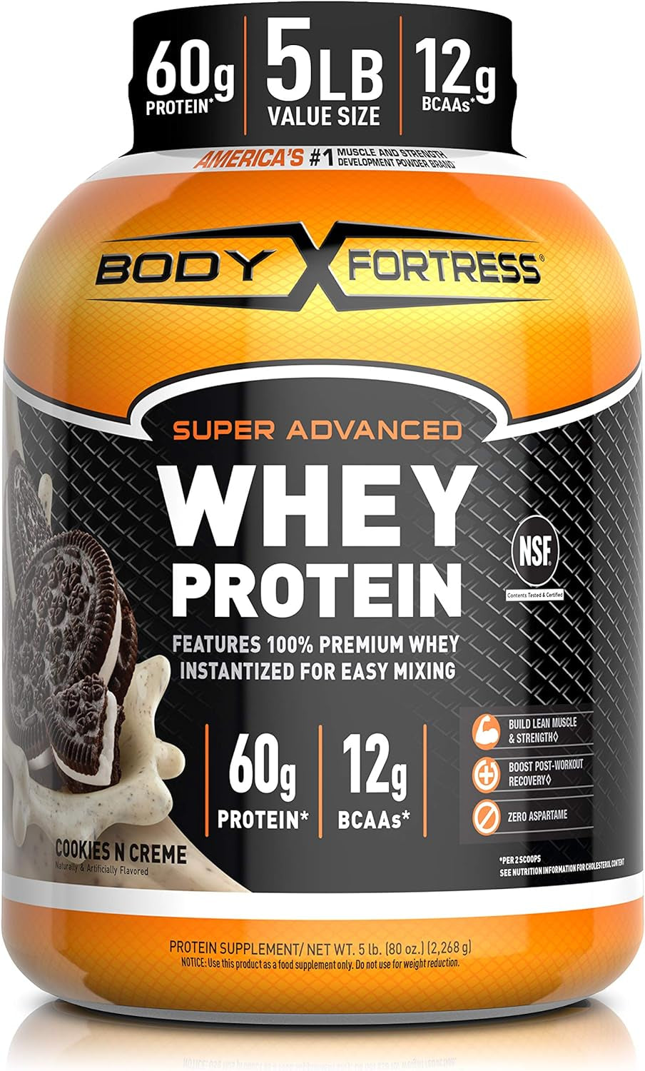 Body Fortress Whey Protein Powder 5 Lb, Strawberry