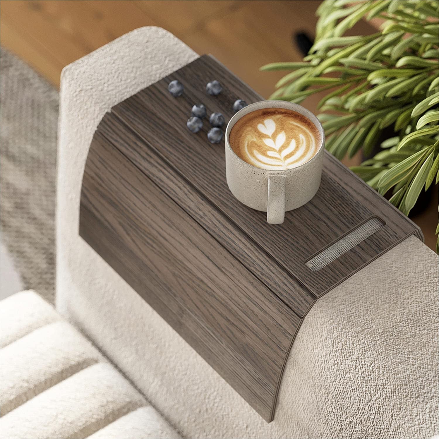 Sofa Arm Tray Table Couch Bedside Wood Coaster Coffee Cup Foldable Armrest Caddy End Protector Folding Living Room Furniture Mat Tv Chair Tables Trays with Phone Holder