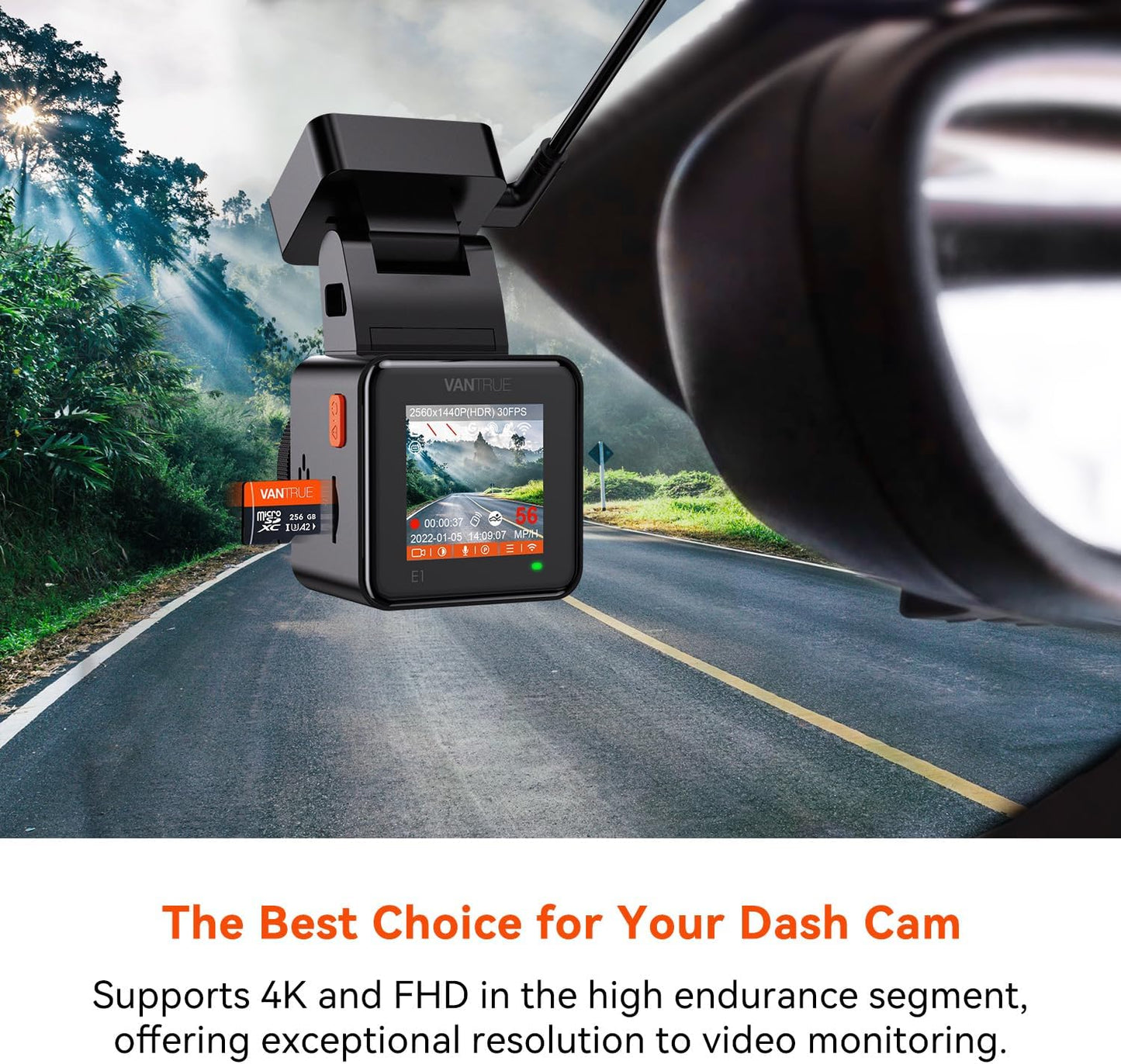 Vantrue 256GB Microsdxc UHS-I U3 4K UHD Video High Speed Transfer Monitoring SD Card with Adapter for Dash Cams, Body Cams, Action Camera, Surveillance & Security Cams