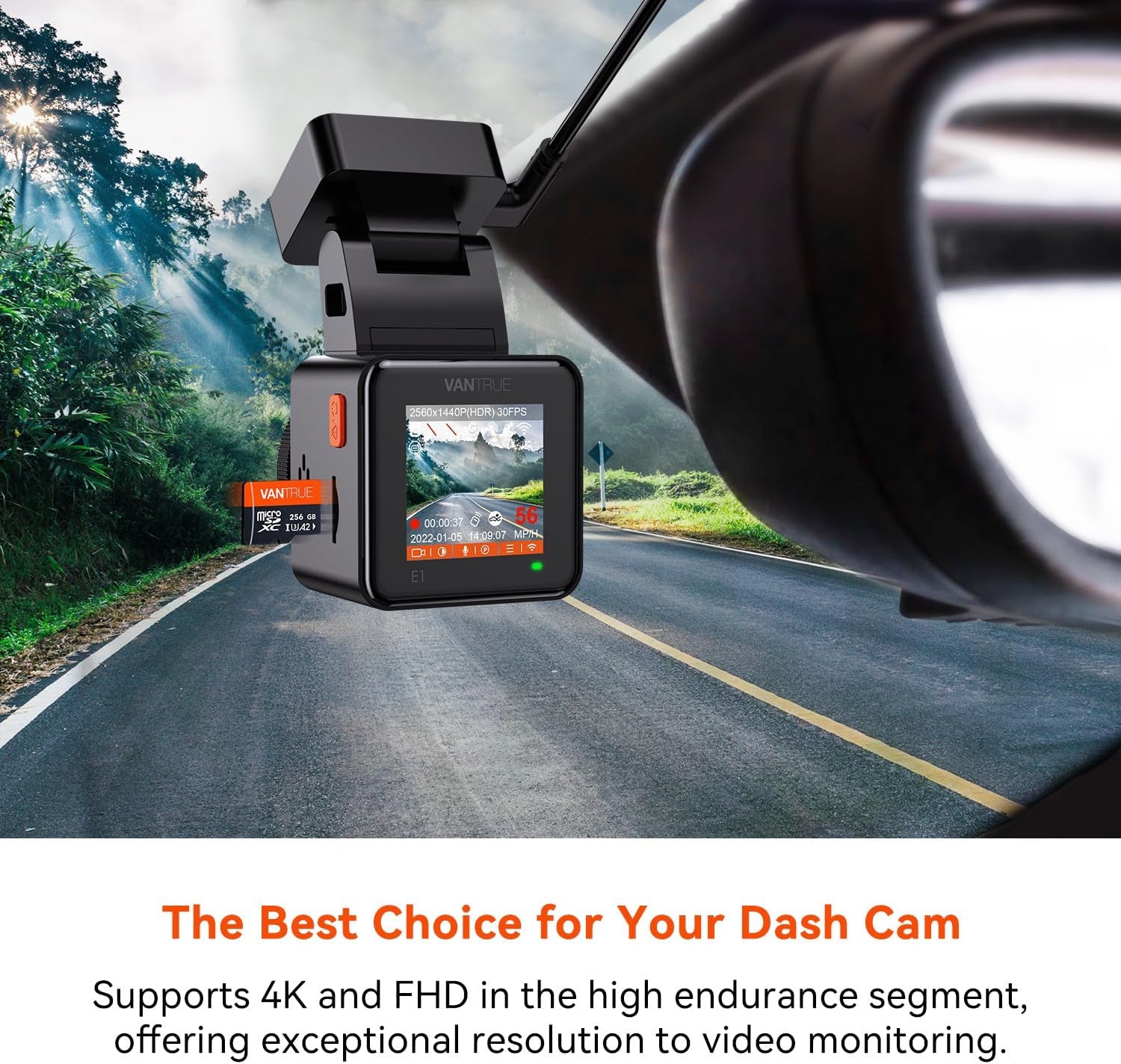 Vantrue 256GB Microsdxc UHS-I U3 4K UHD Video High Speed Transfer Monitoring SD Card with Adapter for Dash Cams, Body Cams, Action Camera, Surveillance & Security Cams