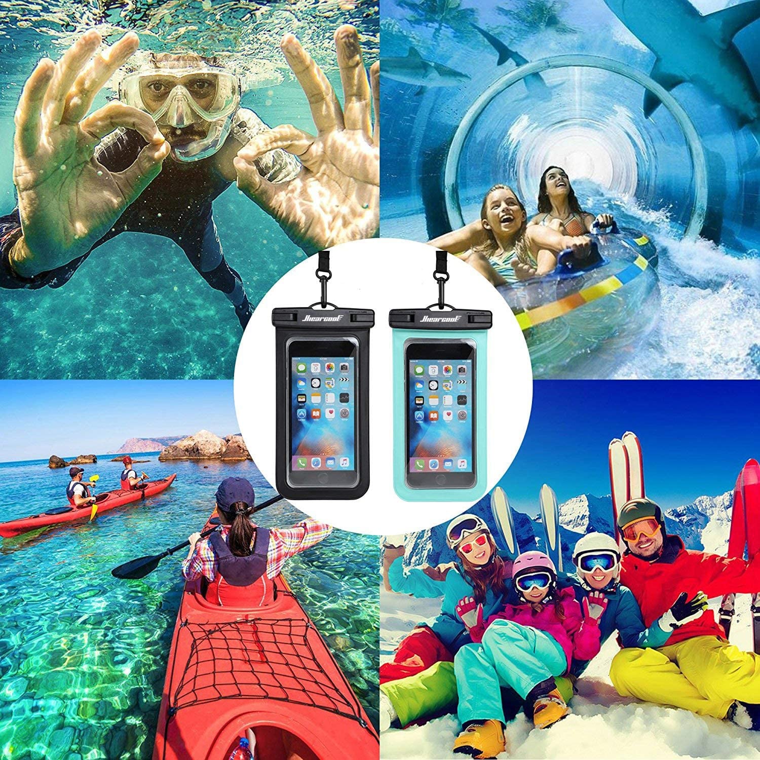 Hiearcool Waterproof Phone Pouch, Waterproof Phone Case for Iphone 15 14 13 12 Pro Max, IPX8 Cellphone Dry Bag Beach Cruise Ship Essentials 2Pack-8.3"