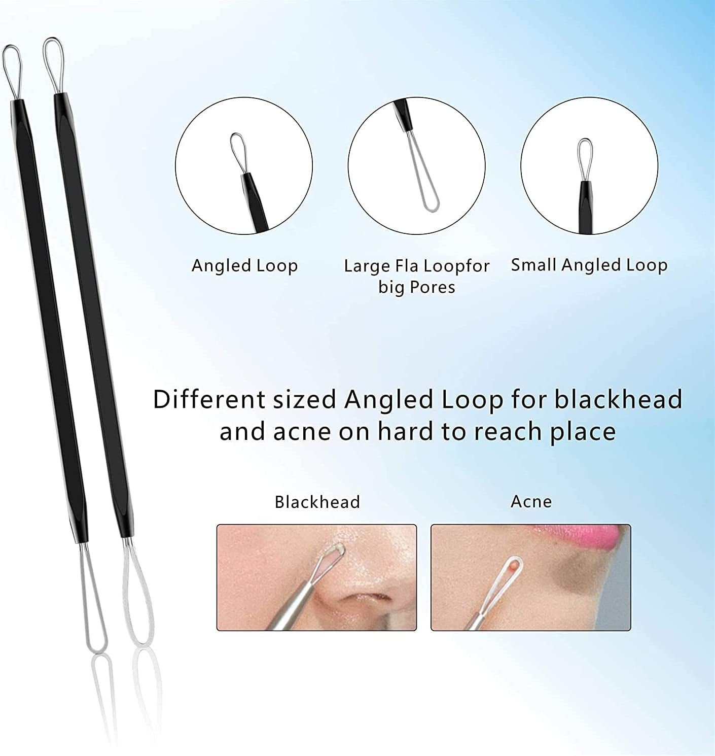 Pimple Popper Tool Kit 11 Pcs, Ybaoo Blackhead Remover Pimple Extractor Tools with Metal Case for Quick and Easy Removal of Blackheads,Pimples,Whiteheads,Zit Popper,Forehead,Facial and Nose (Black)