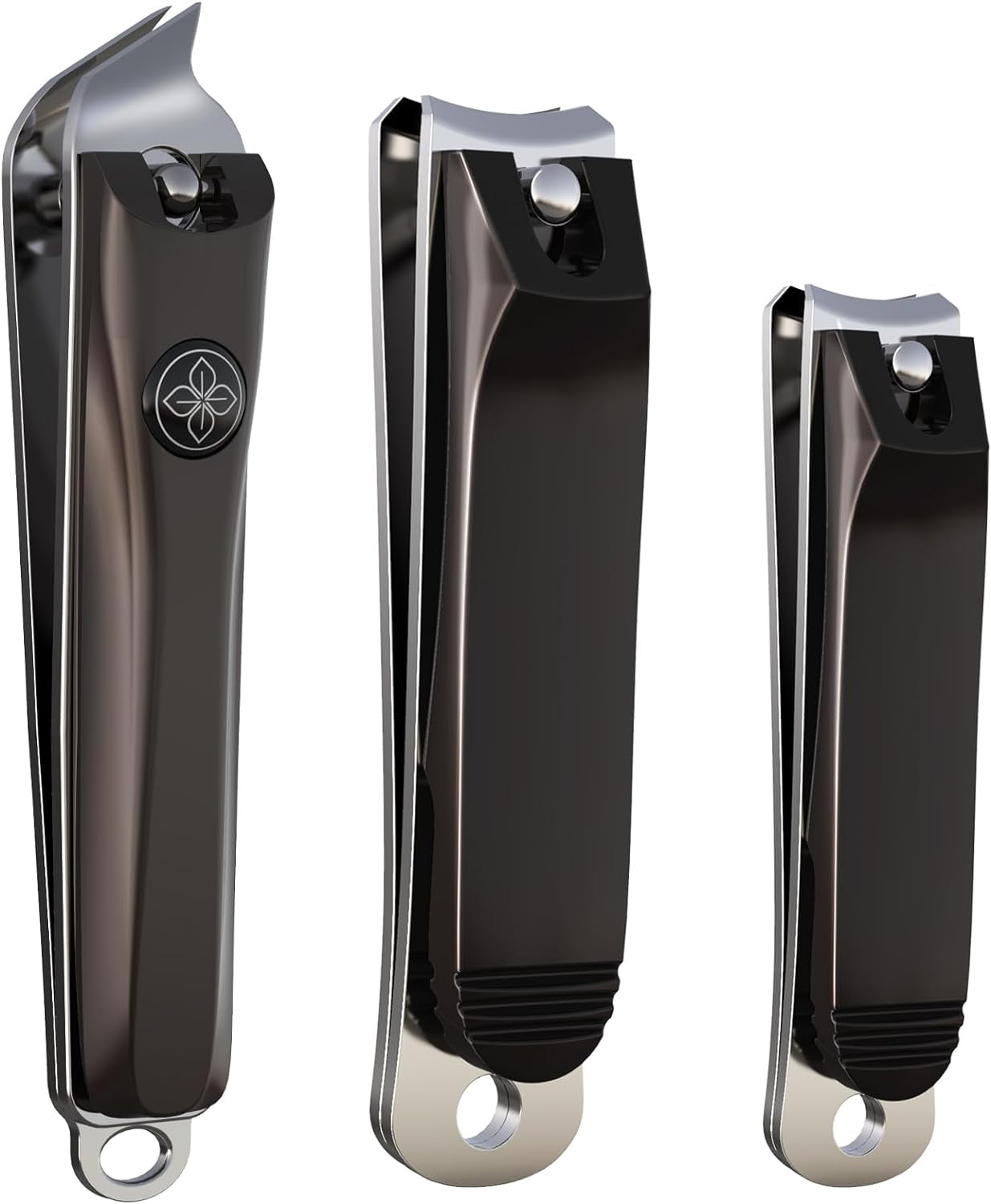 GLAMFIELDS Nail Clipper with Catcher, Large Fingernail Toenail Clipper,Slanted Edge Nail Clippers Leather Case Packed Good Gift for Men and Women 2PACK