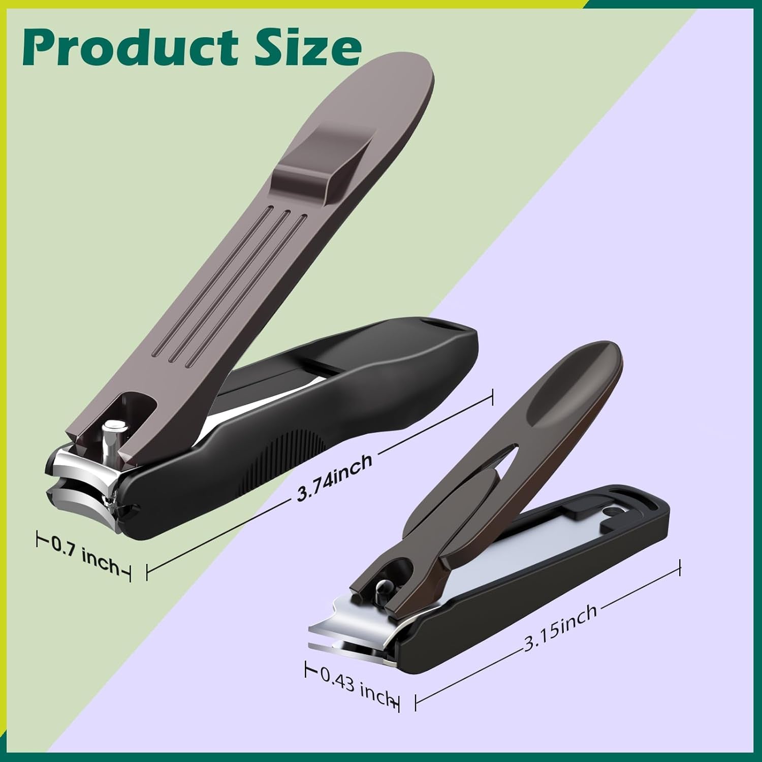 GLAMFIELDS Nail Clipper with Catcher, Large Fingernail Toenail Clipper,Slanted Edge Nail Clippers Leather Case Packed Good Gift for Men and Women 2PACK