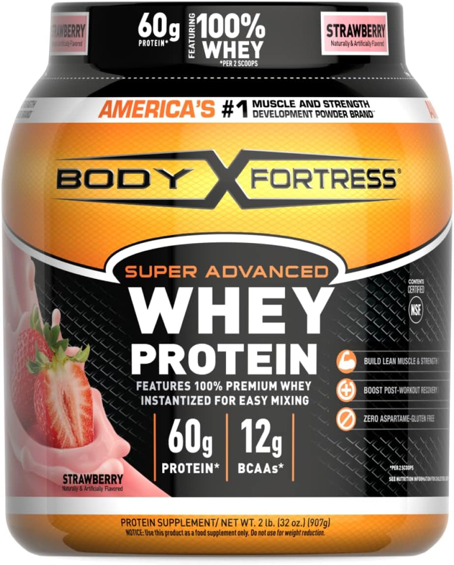 Body Fortress Whey Protein Powder 5 Lb, Strawberry