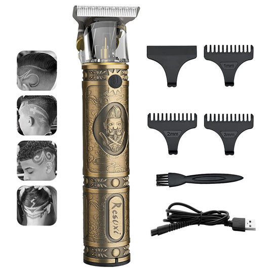 Hair Clippers for Men Professional Hair Trimmer Cordless Clippers for Hair Cutting Rechargeable Zero Gapped Barber Clippers with Guide Combs(Gold)