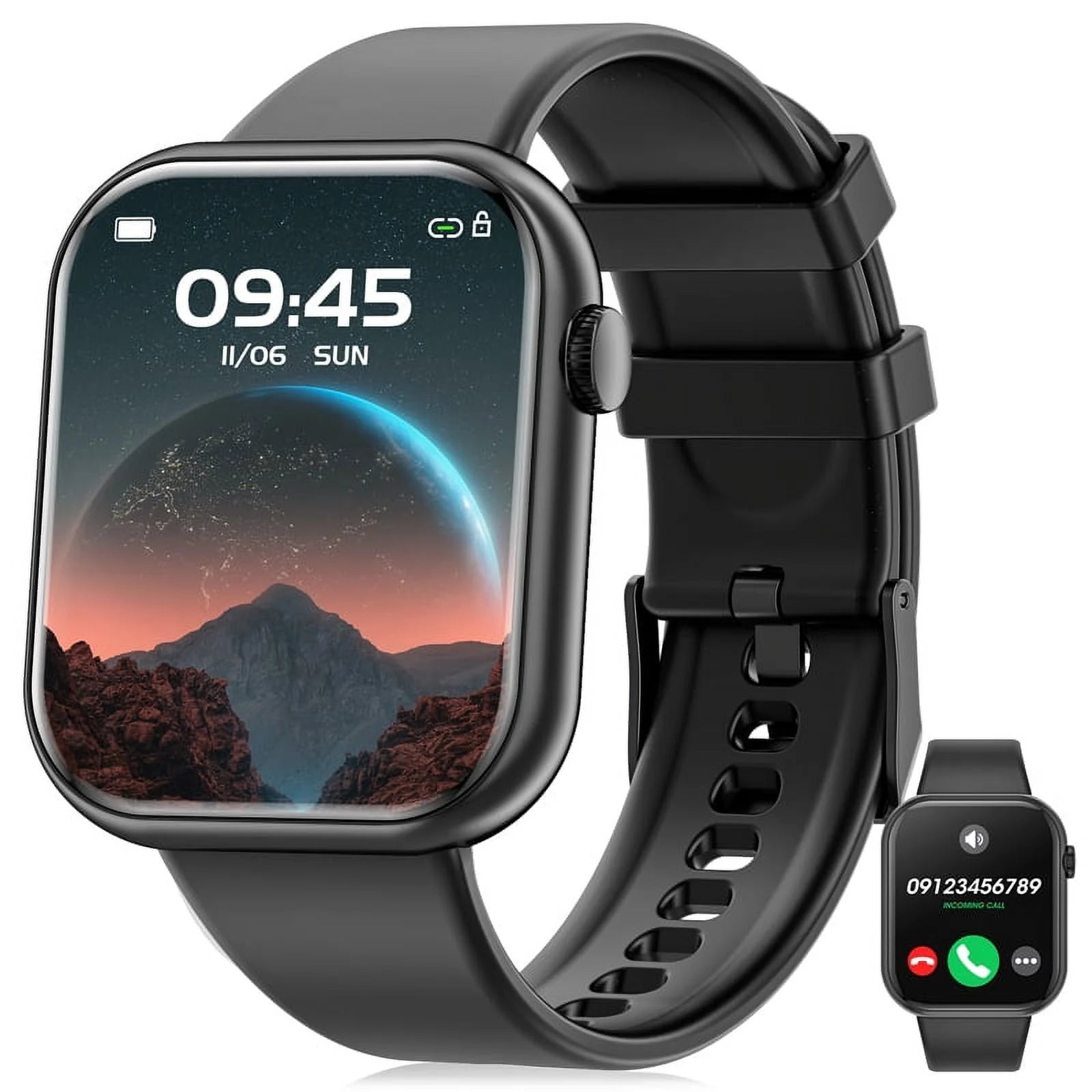 Smart Watch for Men with IP67 Waterproof,1.85 Inch Smart Watch Black