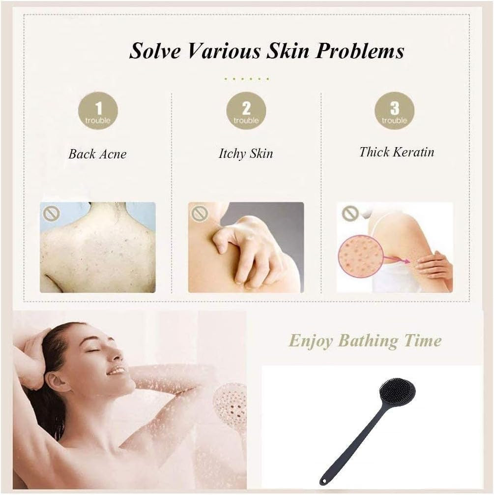 Silicone Body Scrubber, Long Handle Back Scrubber for Shower, Silicone Body Brush Shower Scrubber for Body, Shower Srush Back Brush Body Exfoliator